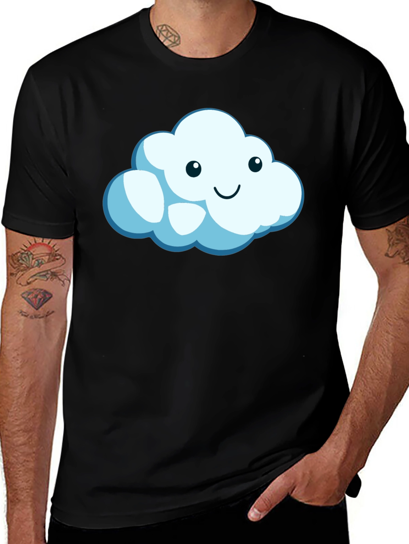 Variant 26 of Cloud Graphic Tee - Soft Black Cotton Comfort Fit