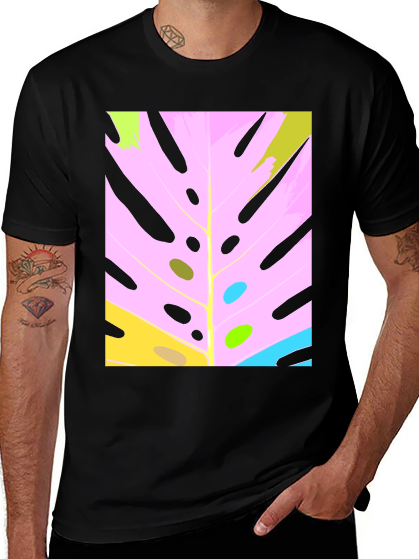 Variant 29 of Modern Abstract Monstera Leaf Graphic Tee