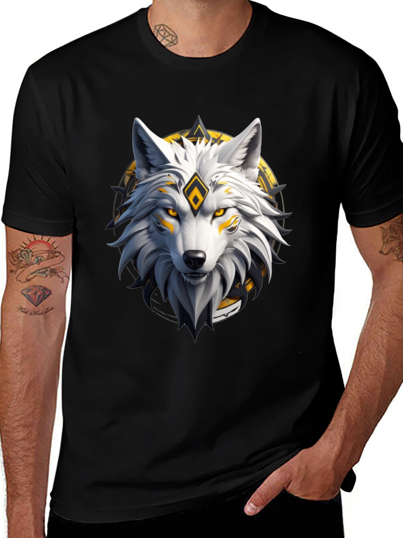Variant 21 of Wolf Graphic Print Crew Neck T-Shirt