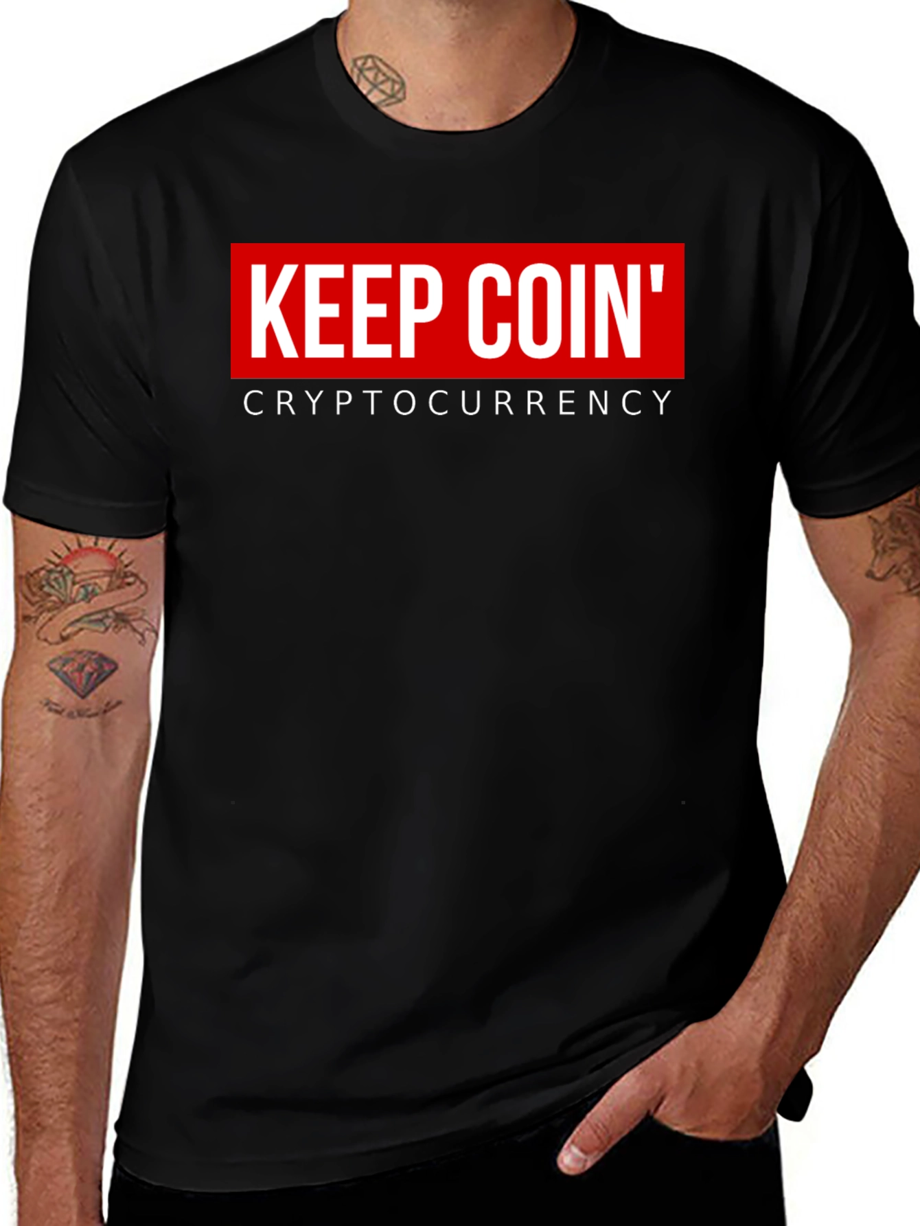 Variant 2 of Keep Coin' Cryptocurrency Black Graphic T-Shirt