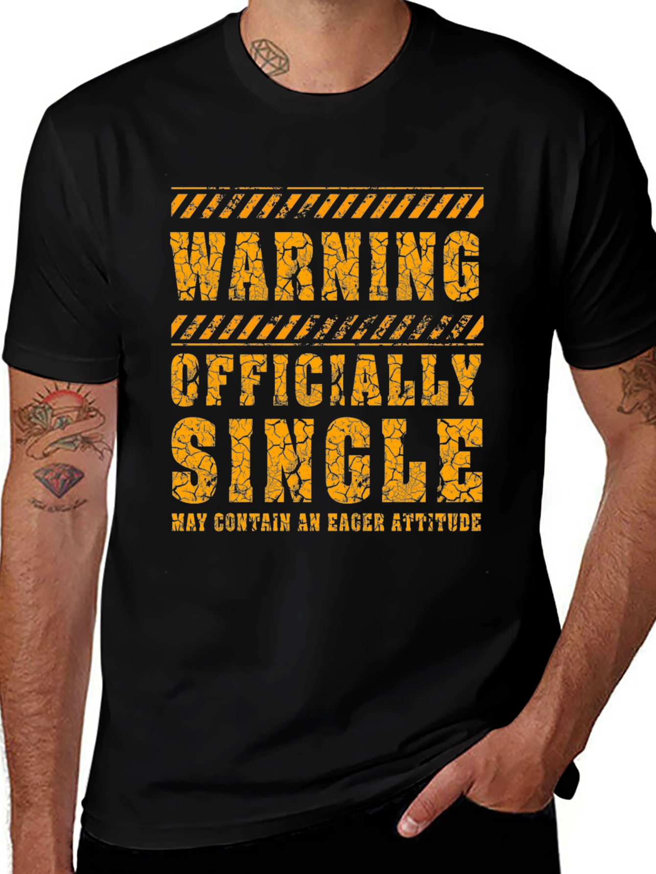 Variant 12 of Warning Officially Single Men's Black T-Shirt