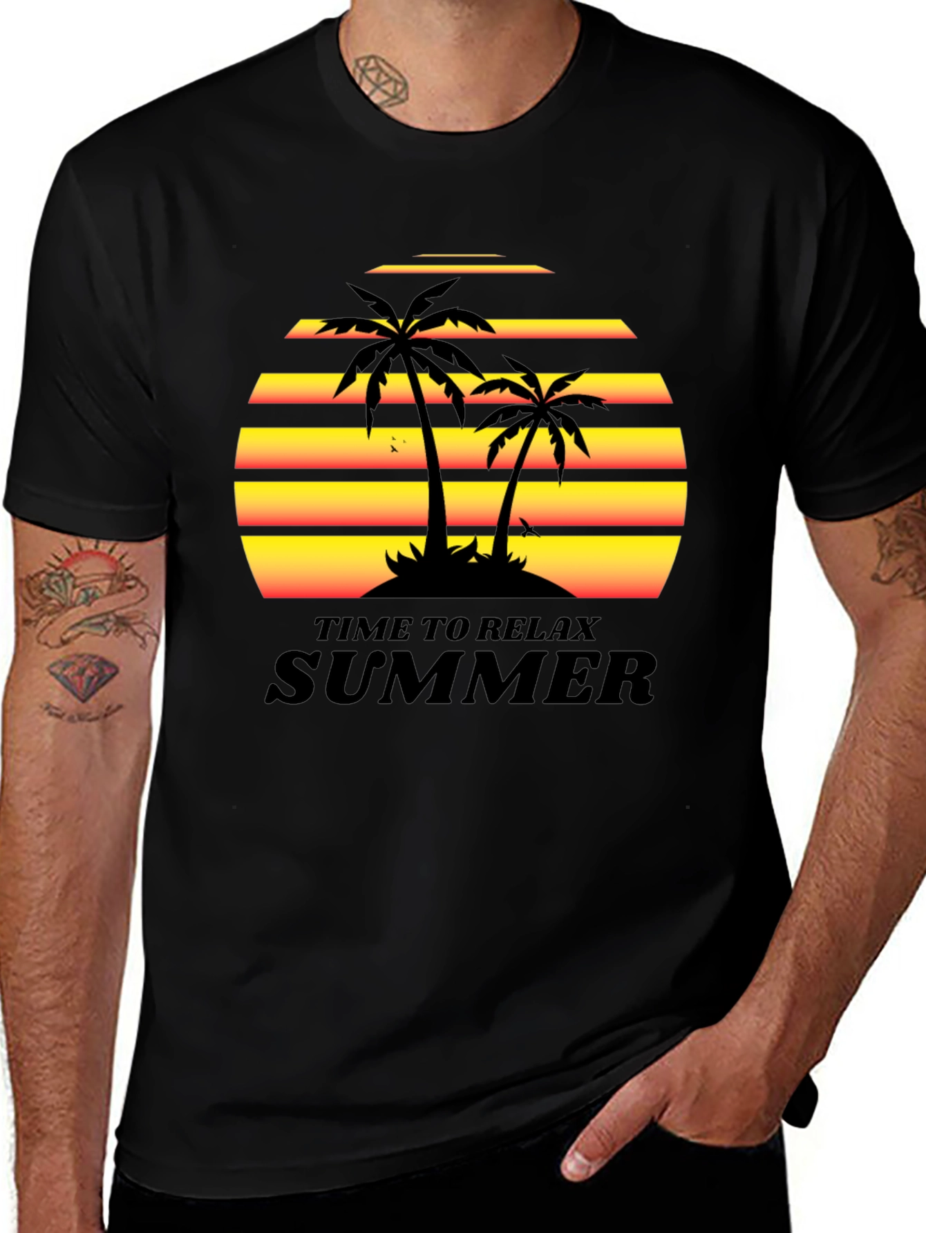 Summer Vibes Black T-Shirt - Time to Relax