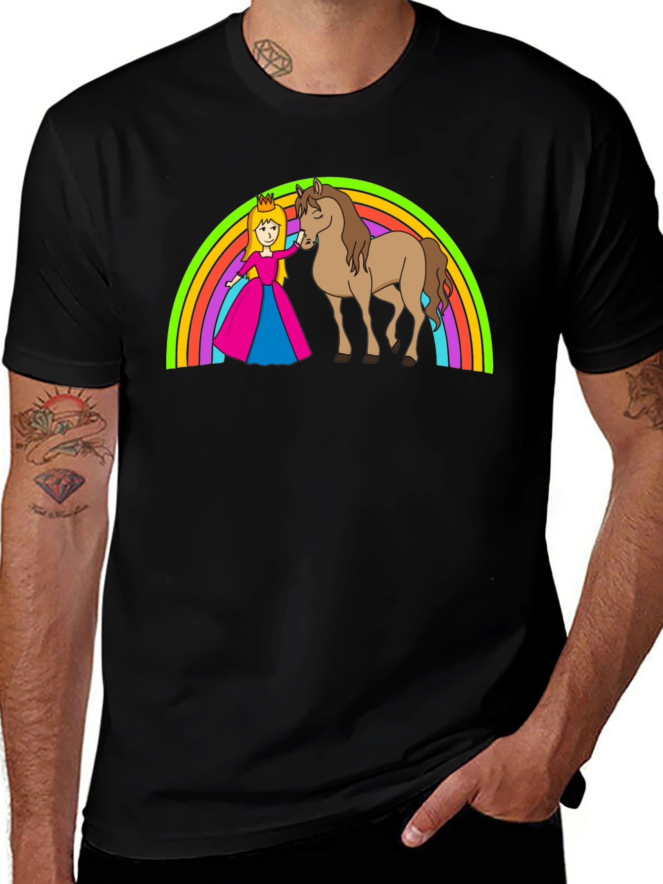 Variant 11 of Princess & Horse Rainbow Graphic Tee