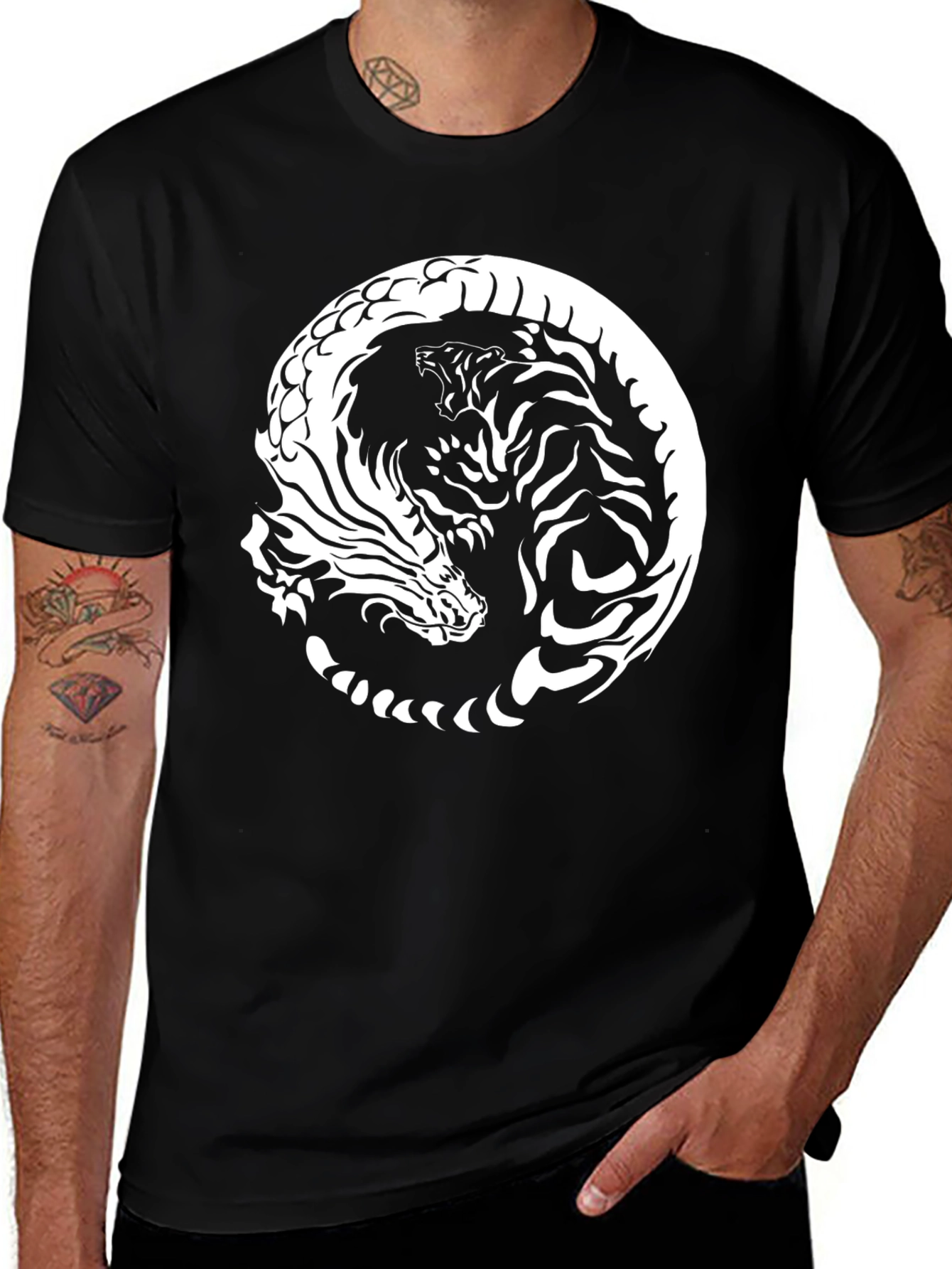 Variant 20 of Yin Yang Tiger Dragon Graphic Tee