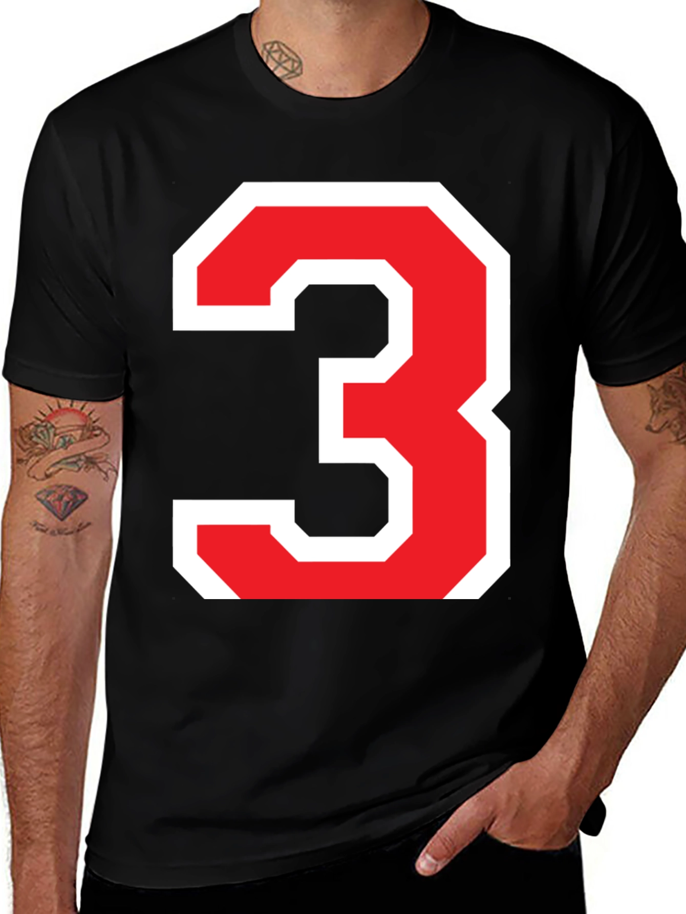 Variant 12 of Bold Number 3 Graphic T-Shirt - Black