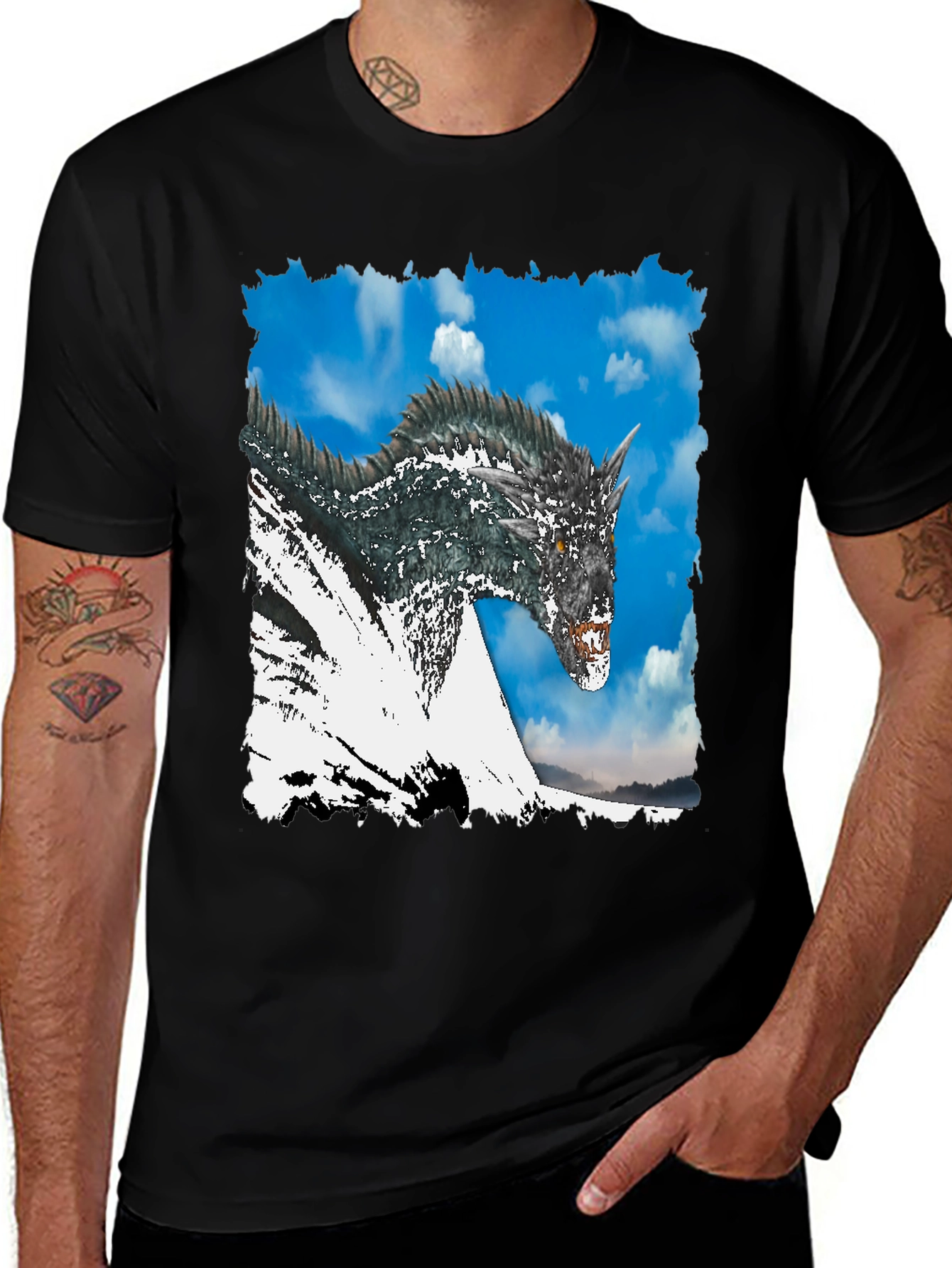 Variant 15 of Dragon Sky Graphic Black T-Shirt