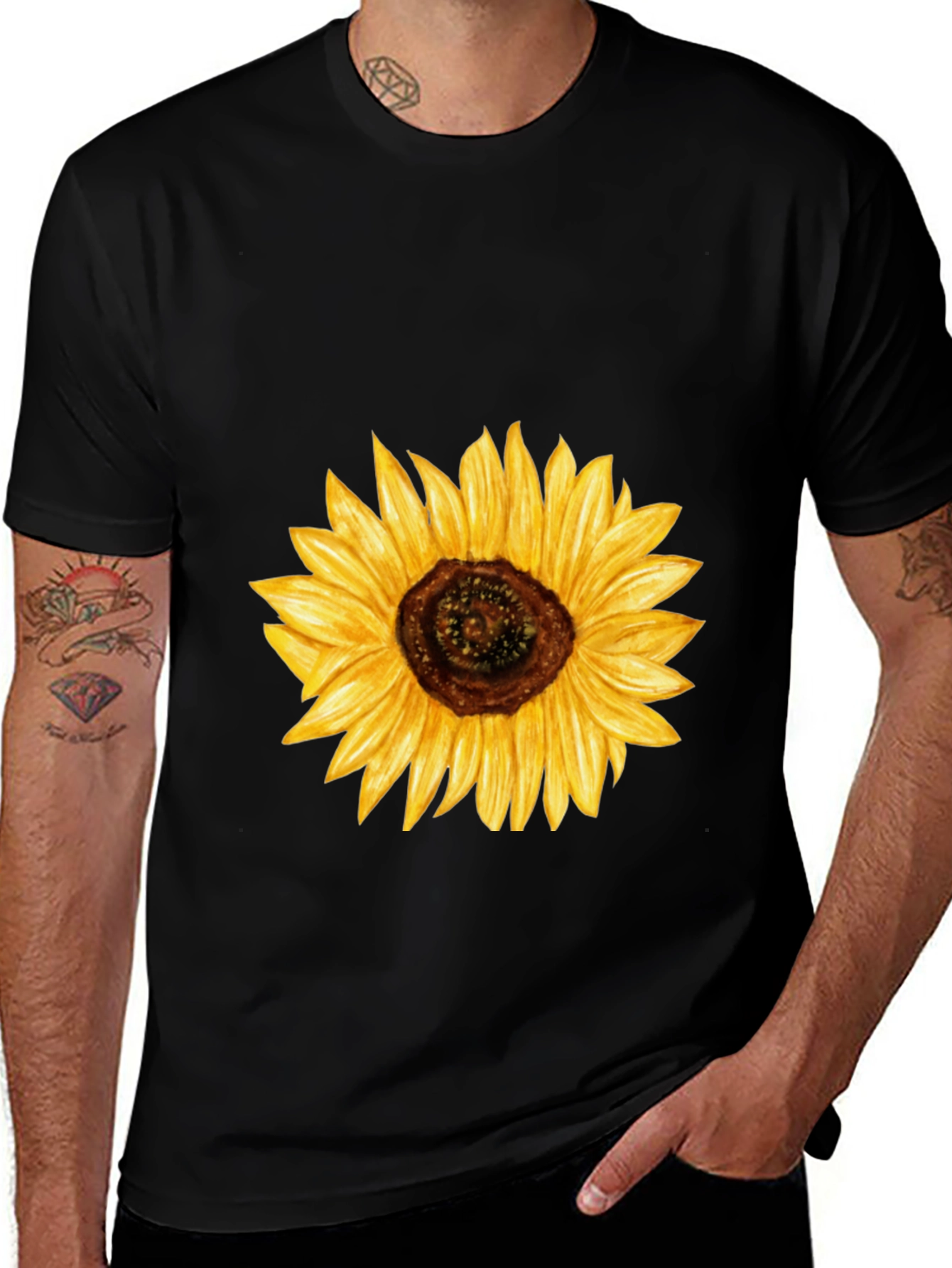 Variant 18 of Sunflower Graphic Tee - Stylish Black Cotton T-Shirt