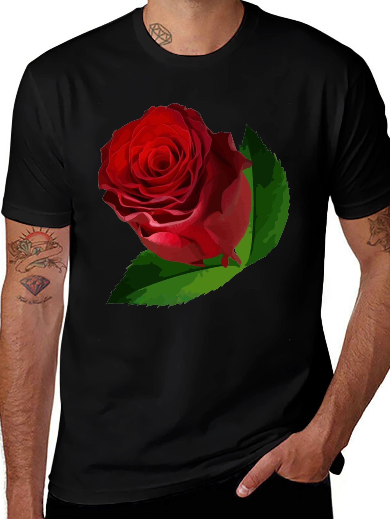 Variant 30 of Bold Rose Graphic Tee - Black Cotton Casual Shirt