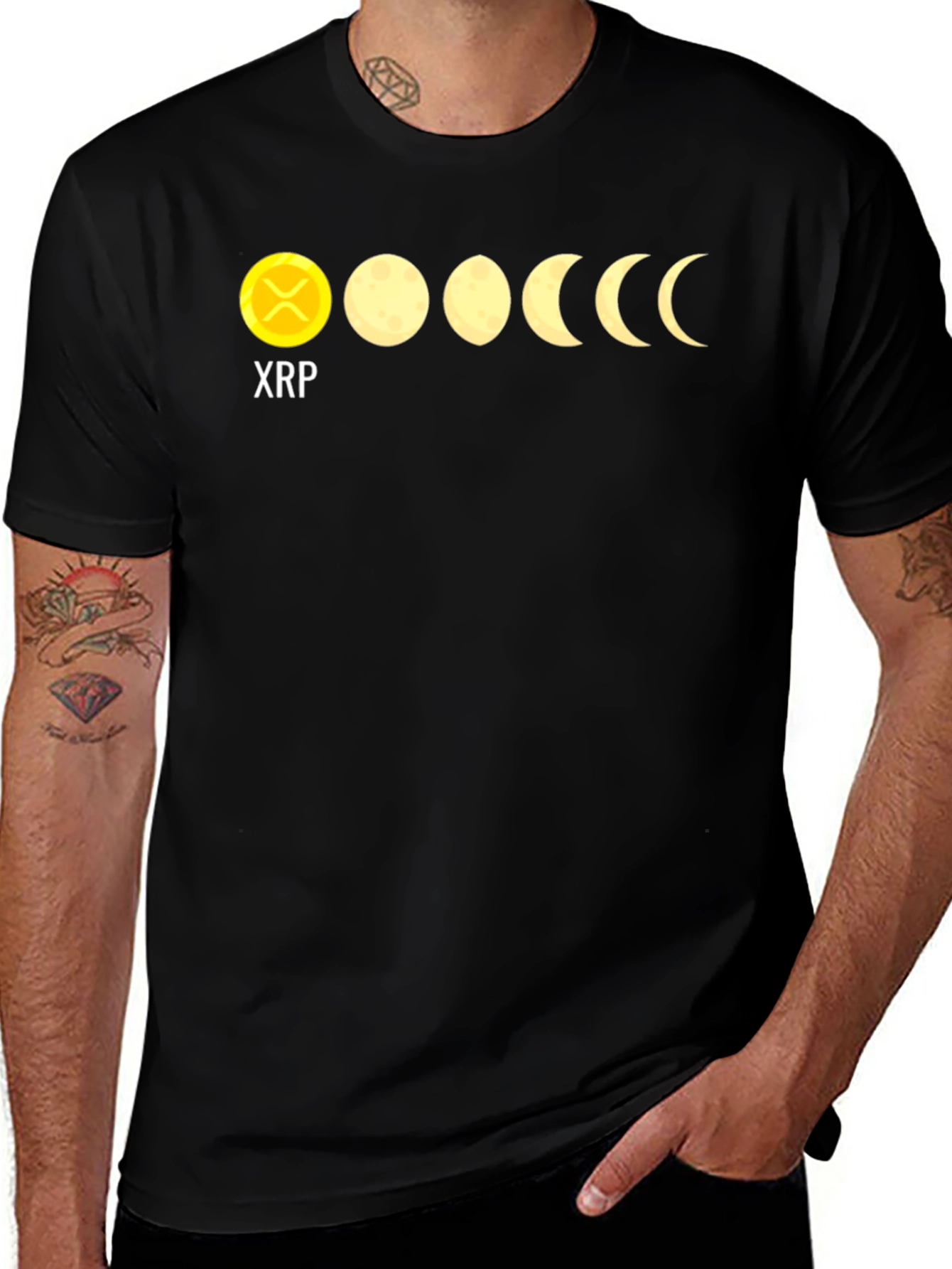 Variant 16 of XRP Moon Phases Black Graphic T-Shirt