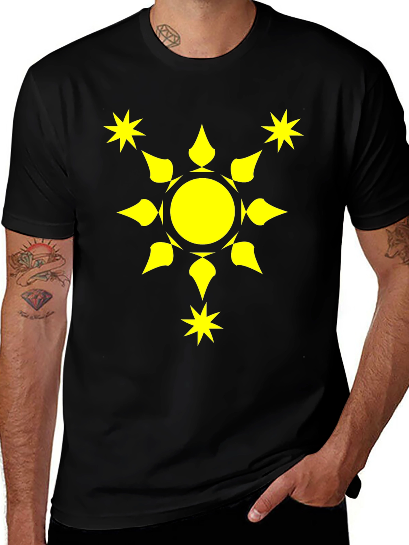 Variant 24 of Sunburst Graphic Tee - Black Cotton Comfort Fit