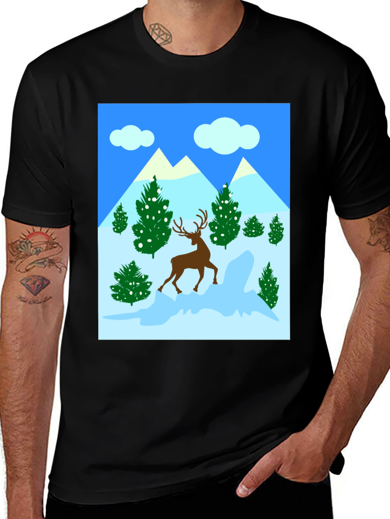 Winter Deer T-Shirt - Holiday Graphic Tee
