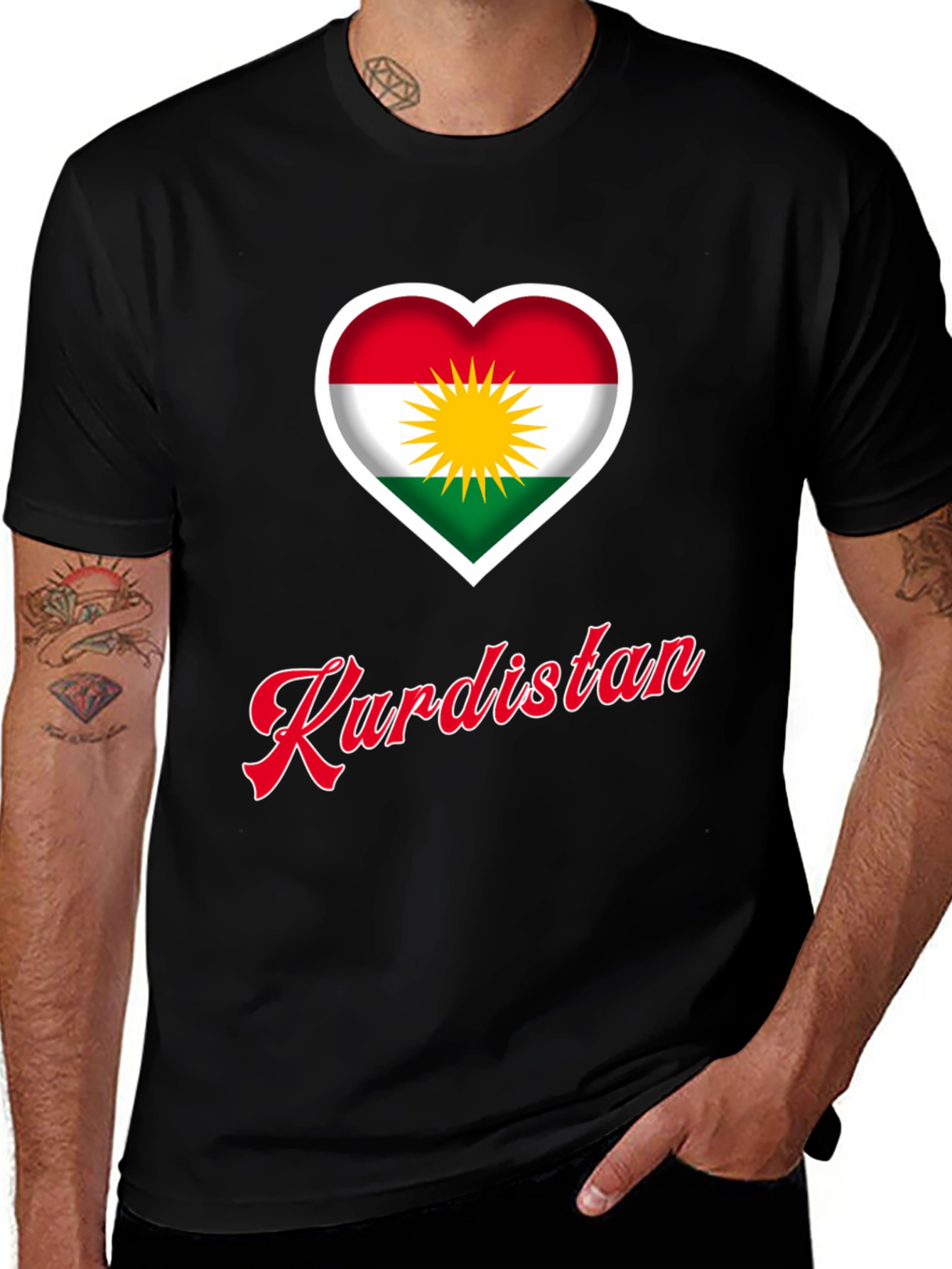 Variant 16 of Kurdistan Flag Heart Graphic Tee - Patriotic Kurdish Pride T-Shirt