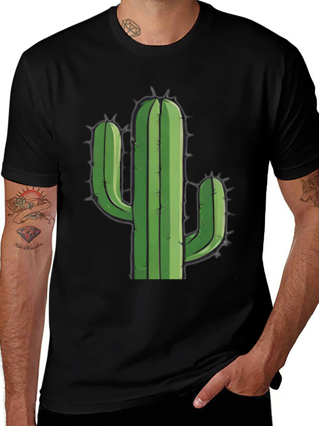 Variant 9 of Cactus Graphic Tee - Black Cotton T-Shirt
