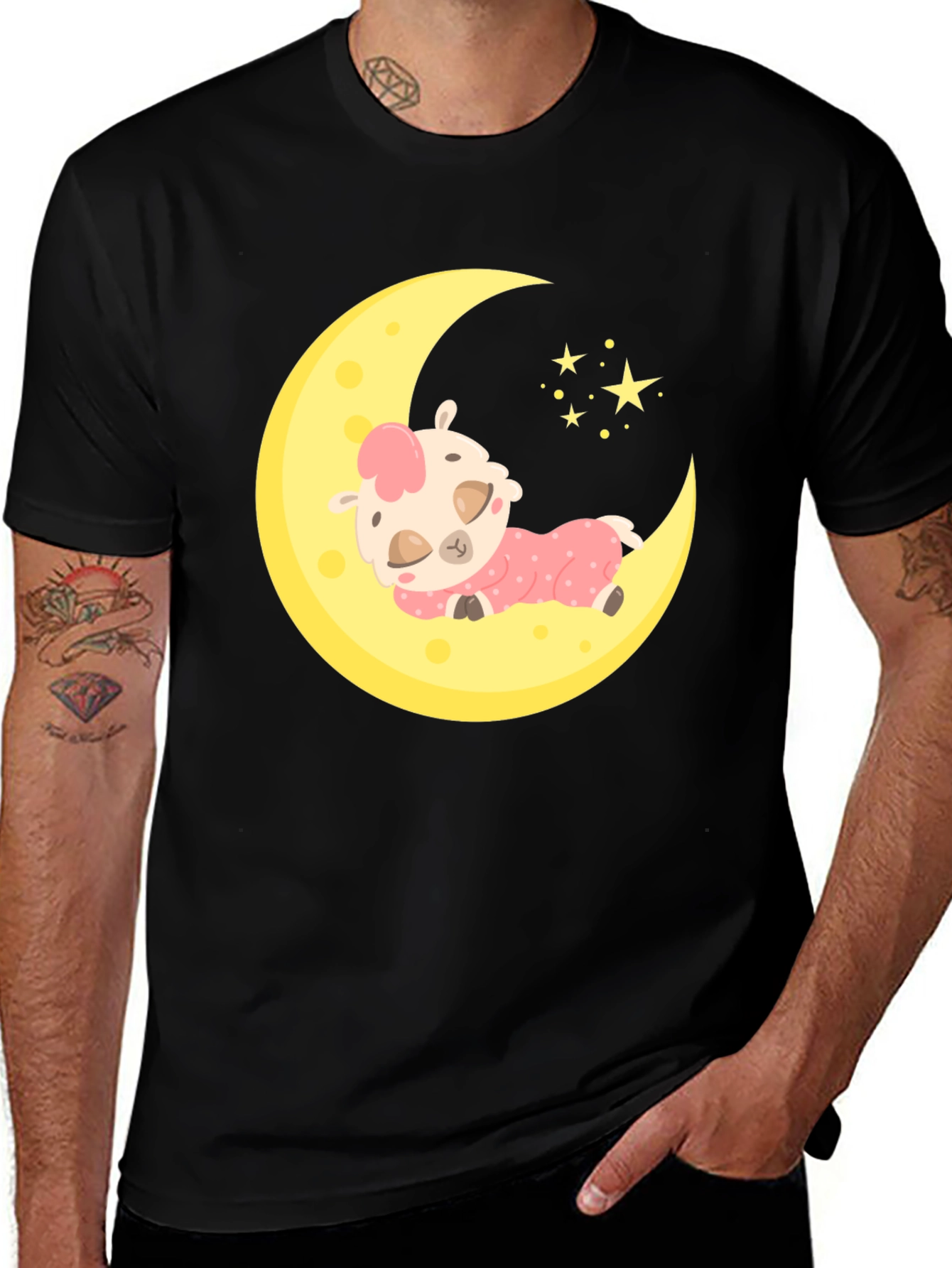 Variant 27 of Cute Llama Sleeping on Moon T-Shirt