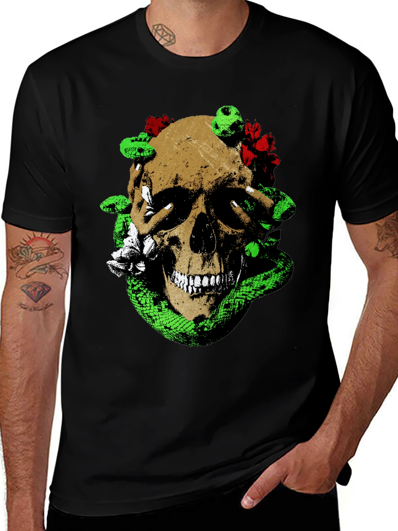 Variant 11 of Skull & Snake Graphic Tee - Unique Men's Fashion