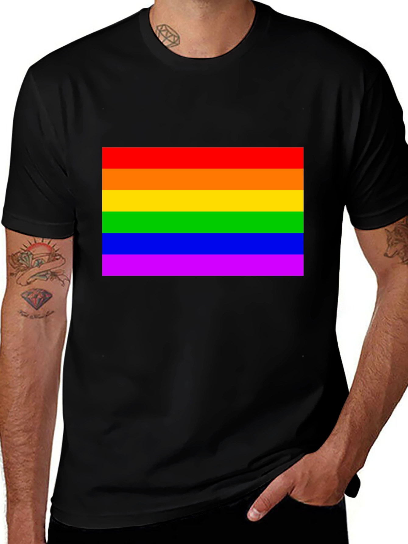 Variant 18 of Pride Flag Graphic Tee - Black