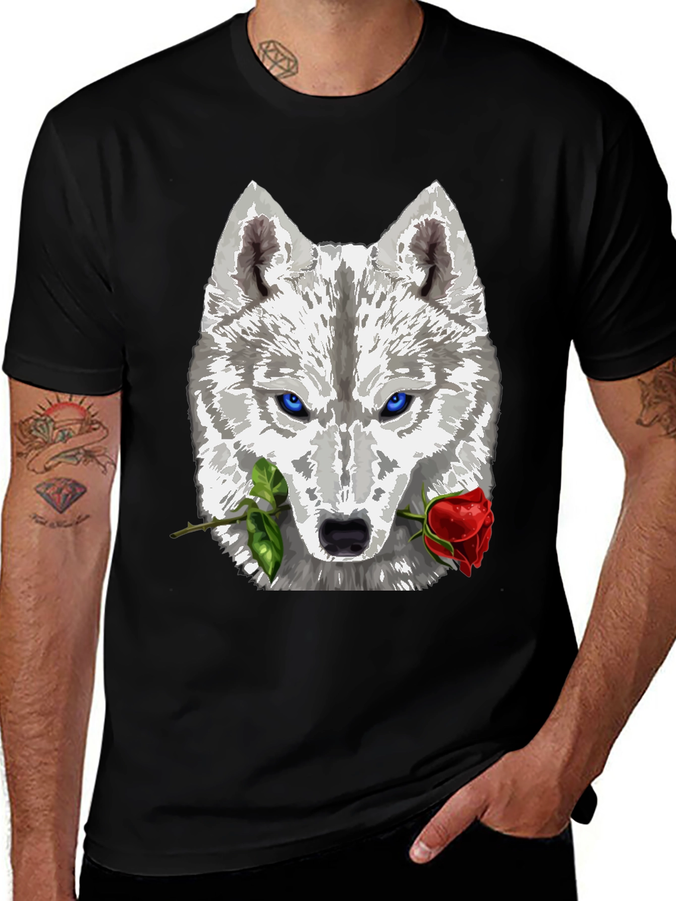 Variant 15 of Wolf and Rose Graphic T-Shirt