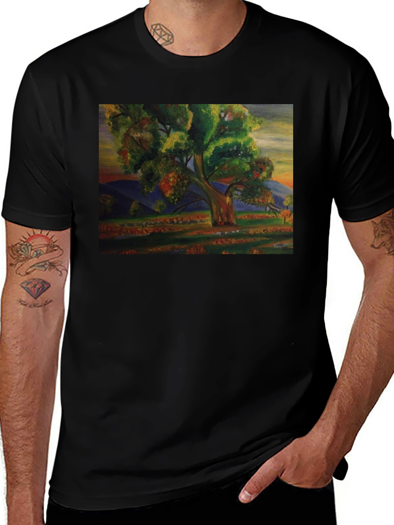Variant 8 of Nature Art Print Black T-Shirt