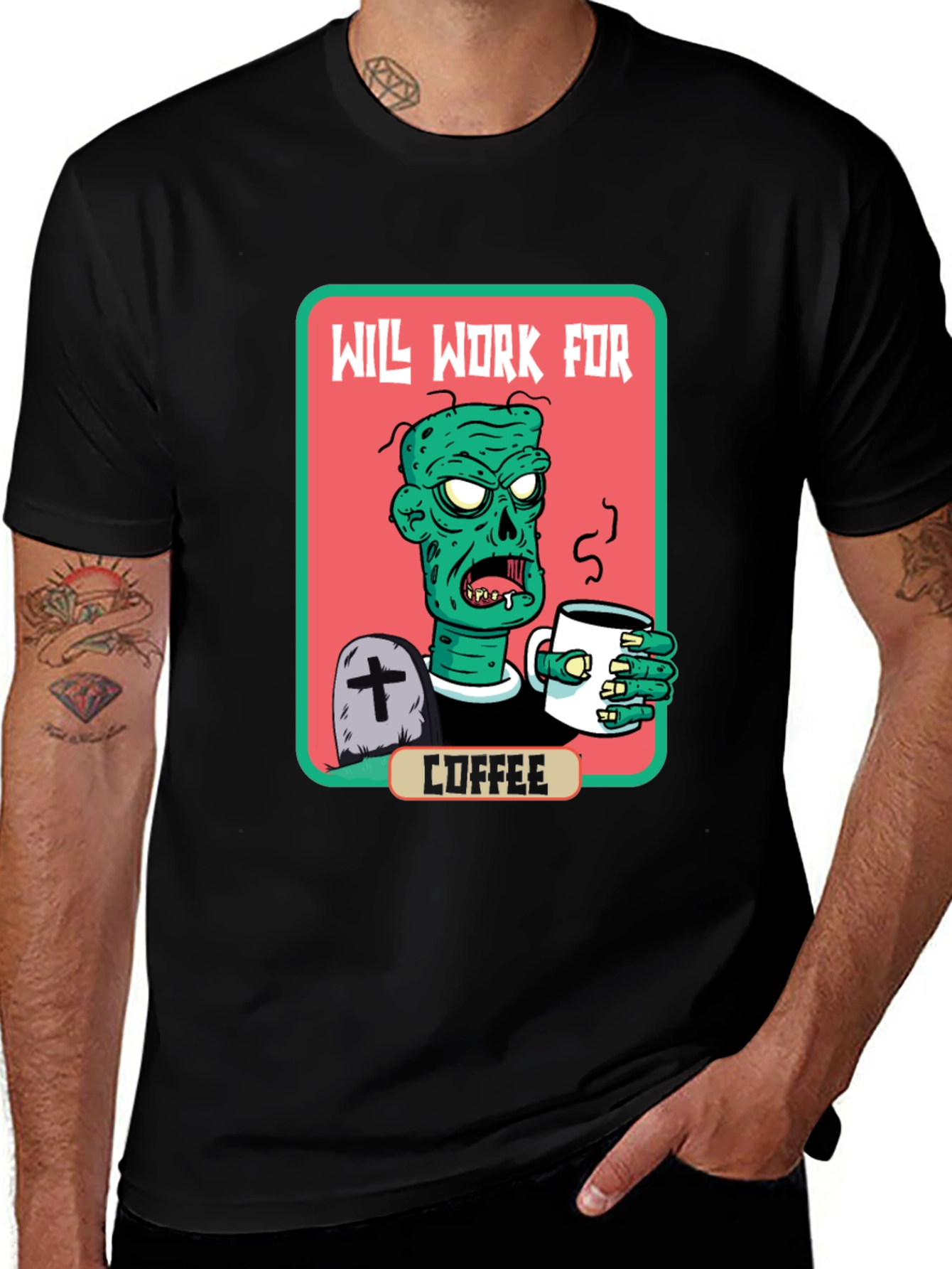 Variant 21 of Zombie Will Work for Coffee Graphic Tee