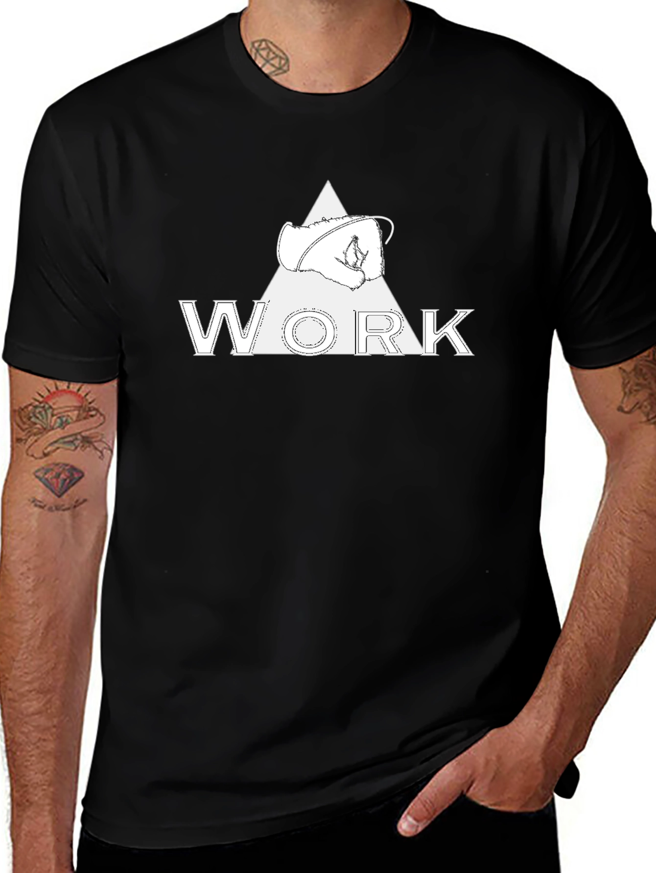 Variant 6 of Work Boxing Glove Graphic Tee - Black Cotton T-Shirt