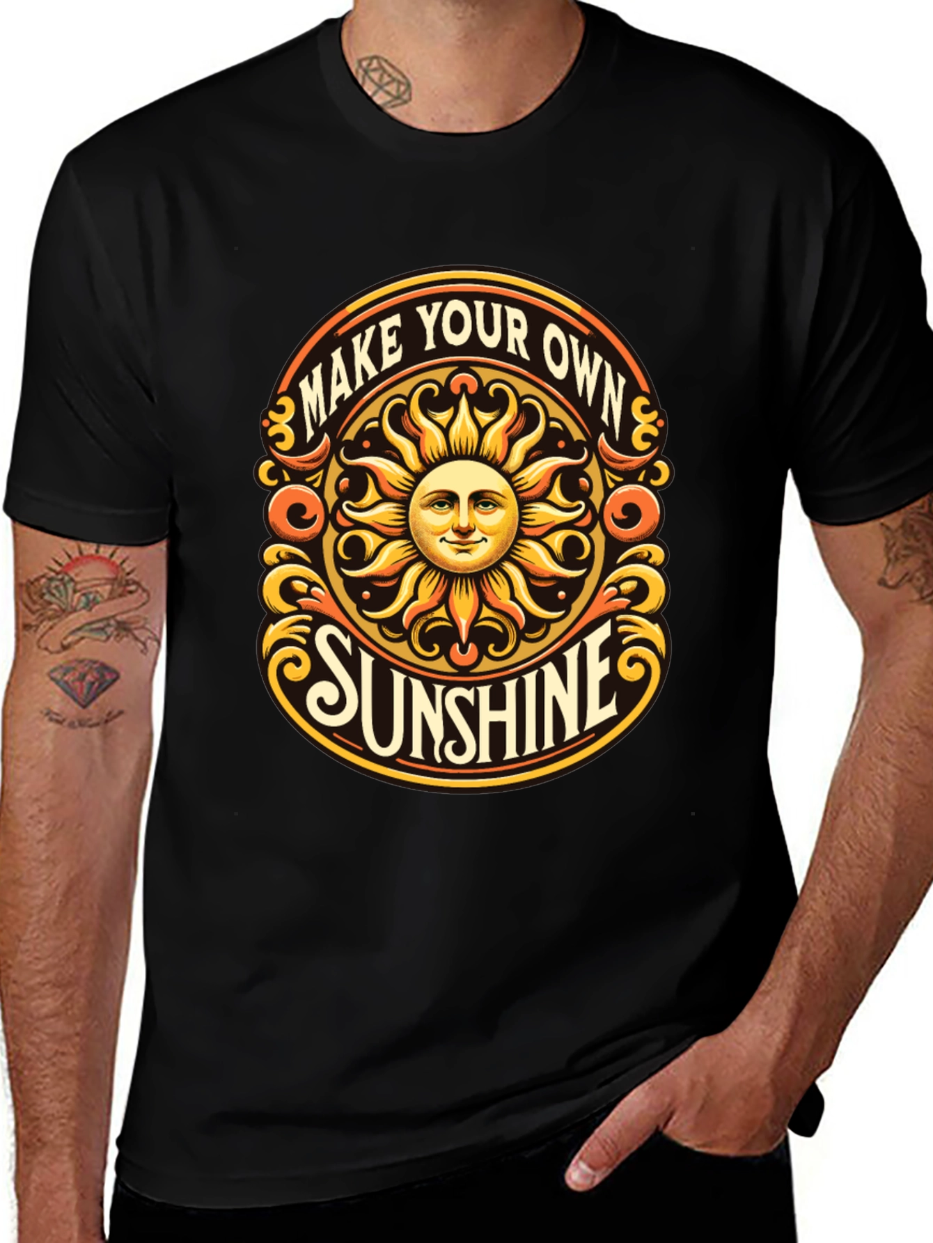 Variant 27 of Make Your Own Sunshine Graphic Tee - Black Cotton T-Shirt