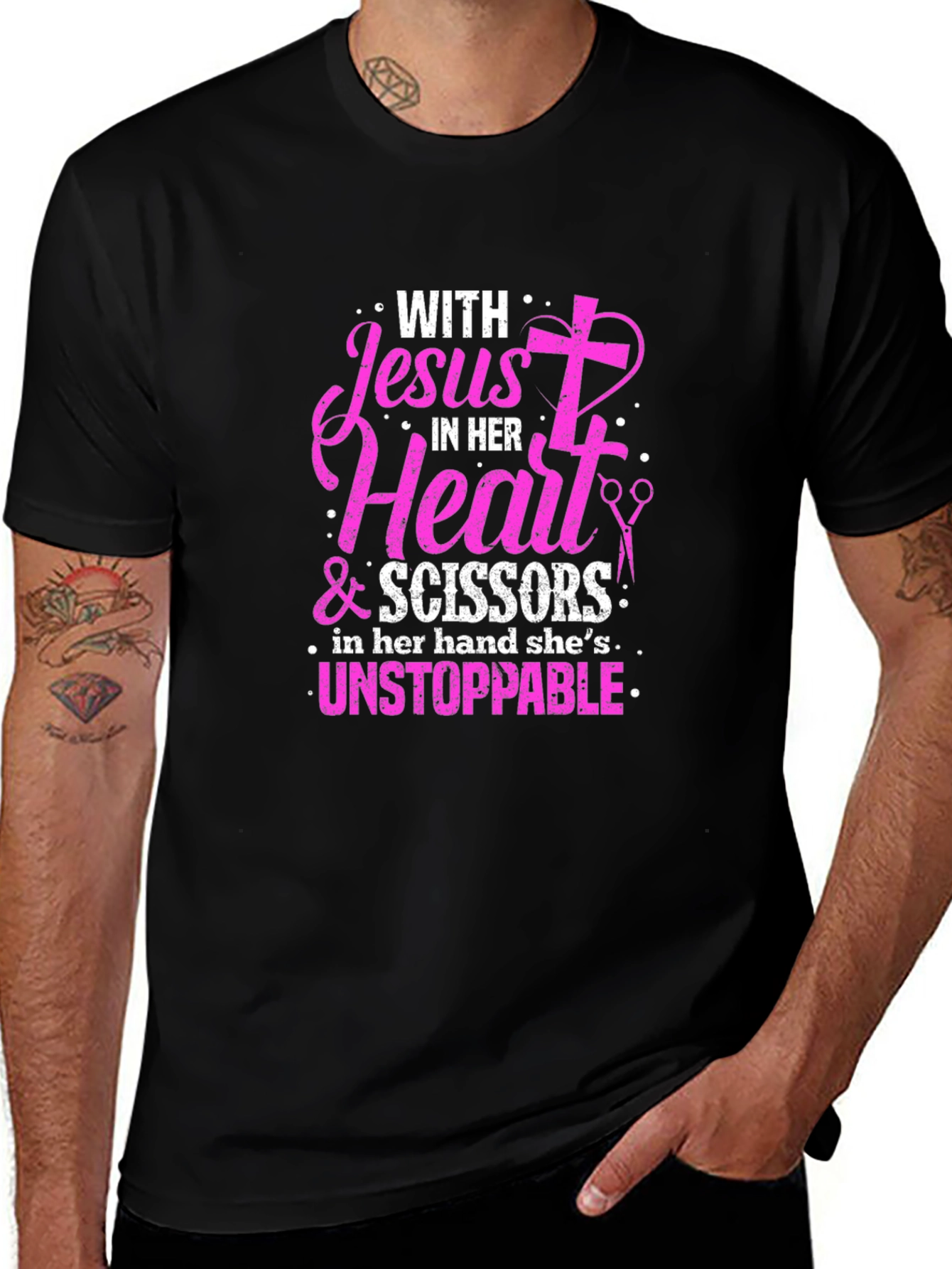Variant 5 of Jesus and Scissors Graphic T-Shirt