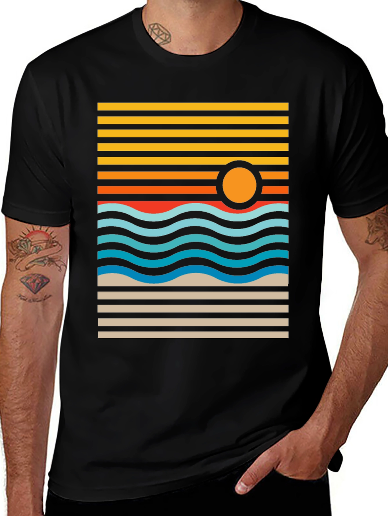 Variant 24 of Retro Sunset Wave Graphic T-Shirt