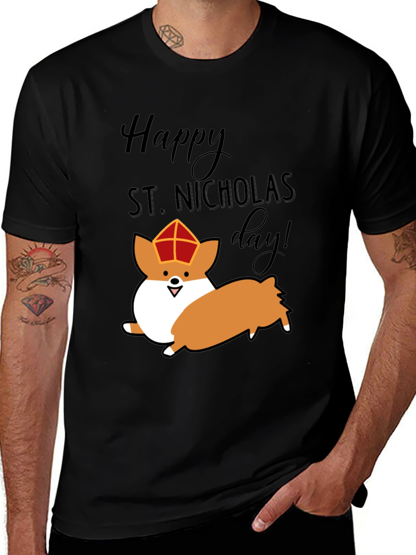 Happy St. Nicholas Day Corgi T-Shirt