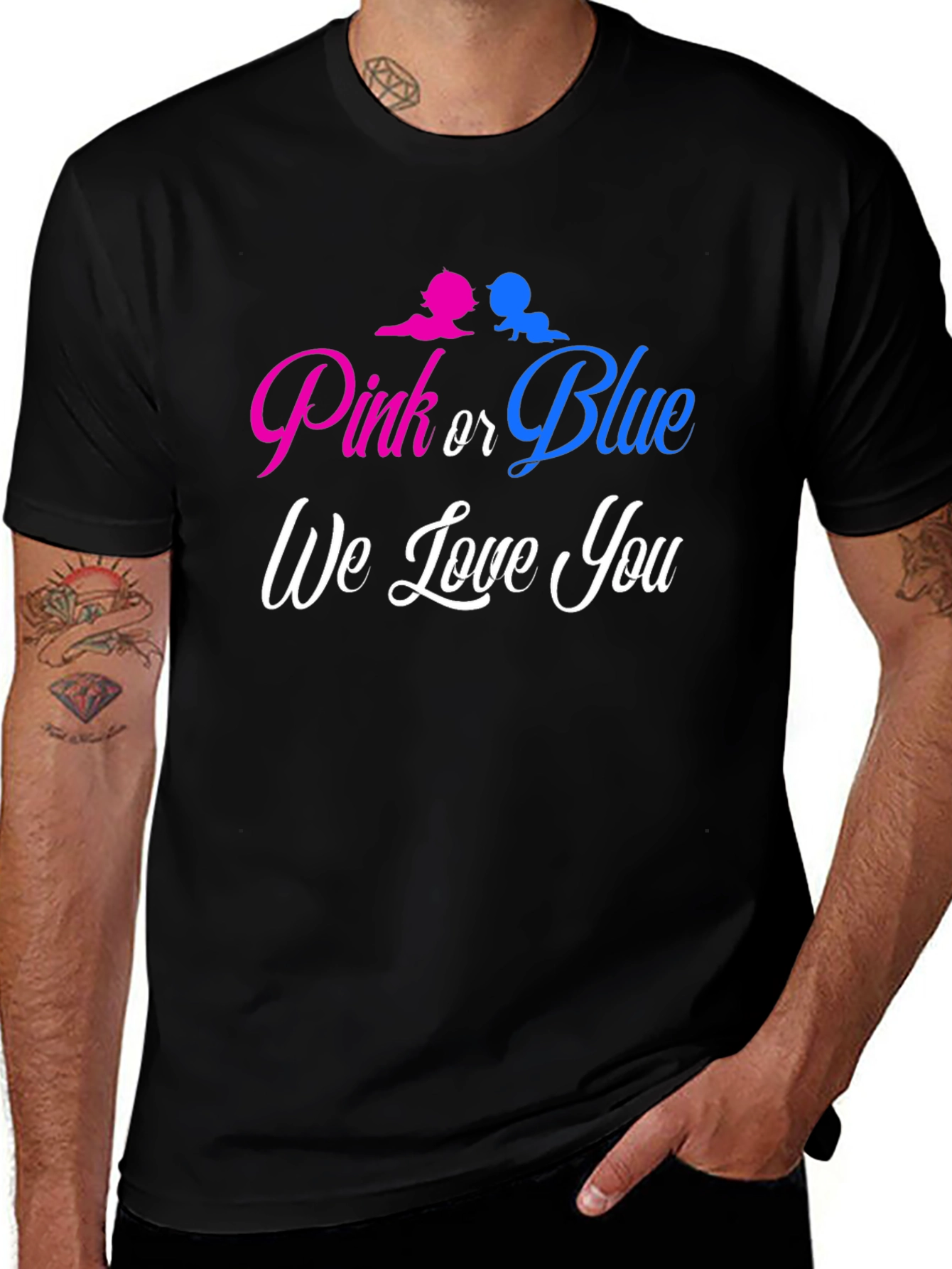 Pink or Blue We Love You Gender Reveal Tee