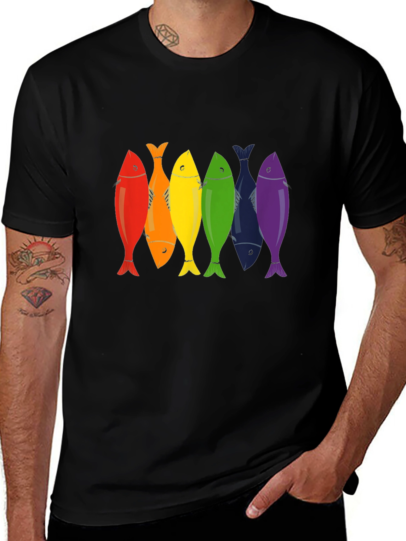 Variant 2 of Rainbow Fish Graphic T-Shirt - Pride Colors