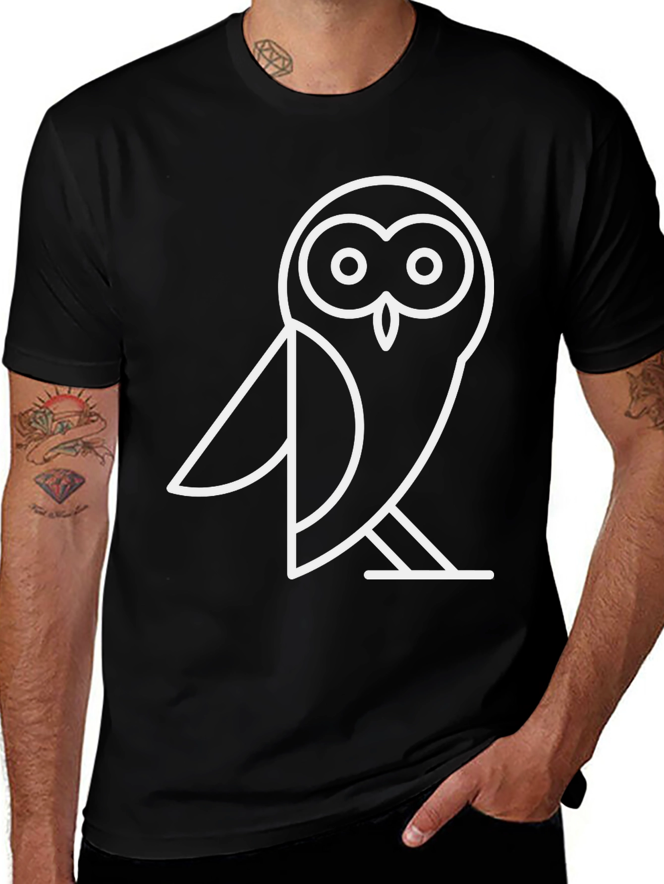 Variant 16 of Modern Owl Graphic Tee - Black