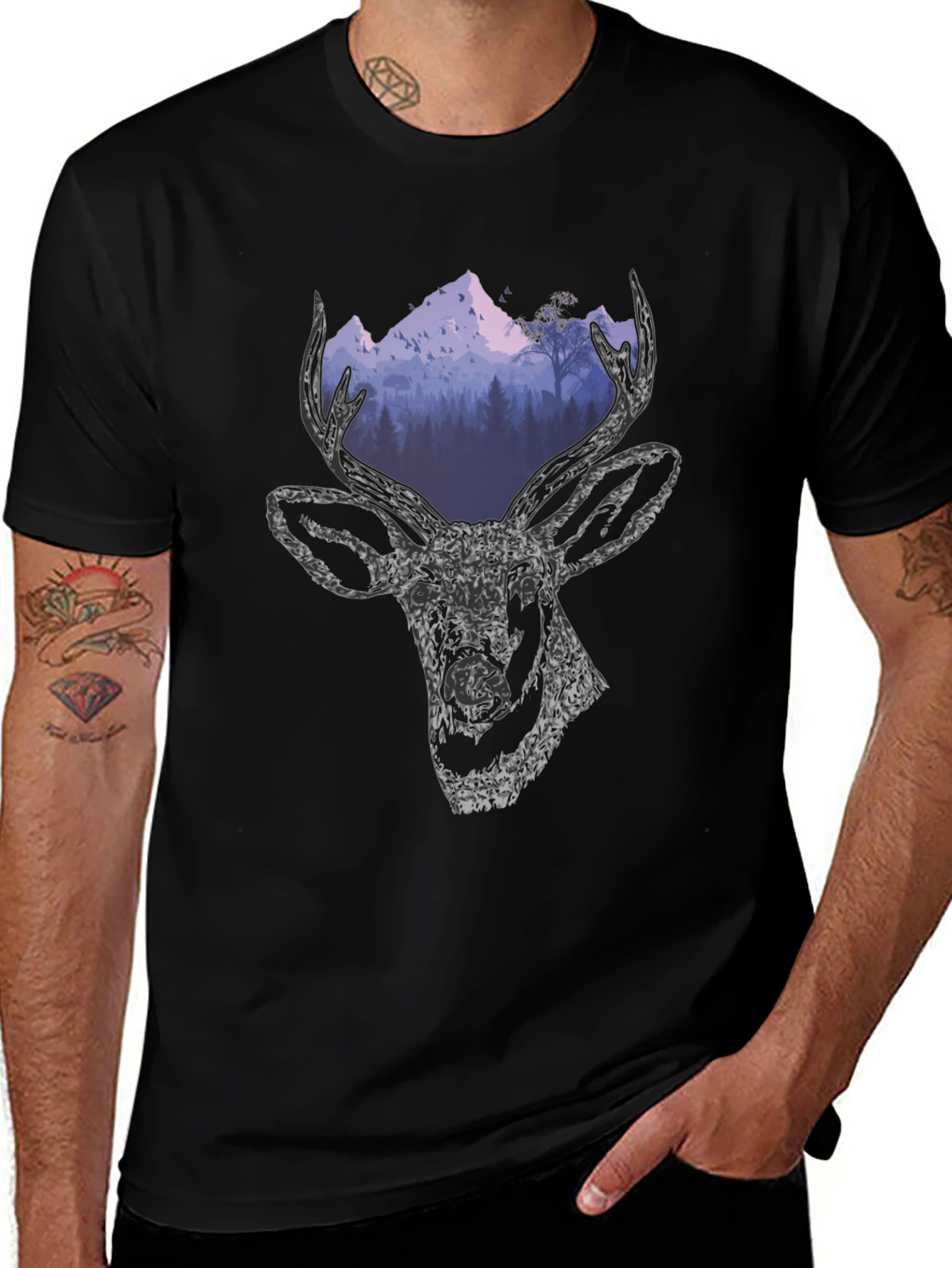Variant 25 of Deer Mountain Graphic T-Shirt - Nature Lover Apparel