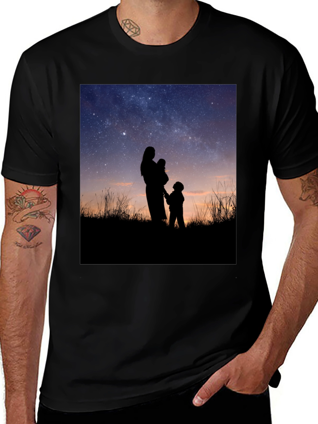 Variant 7 of Silhouette Family Stargazing Black T-Shirt