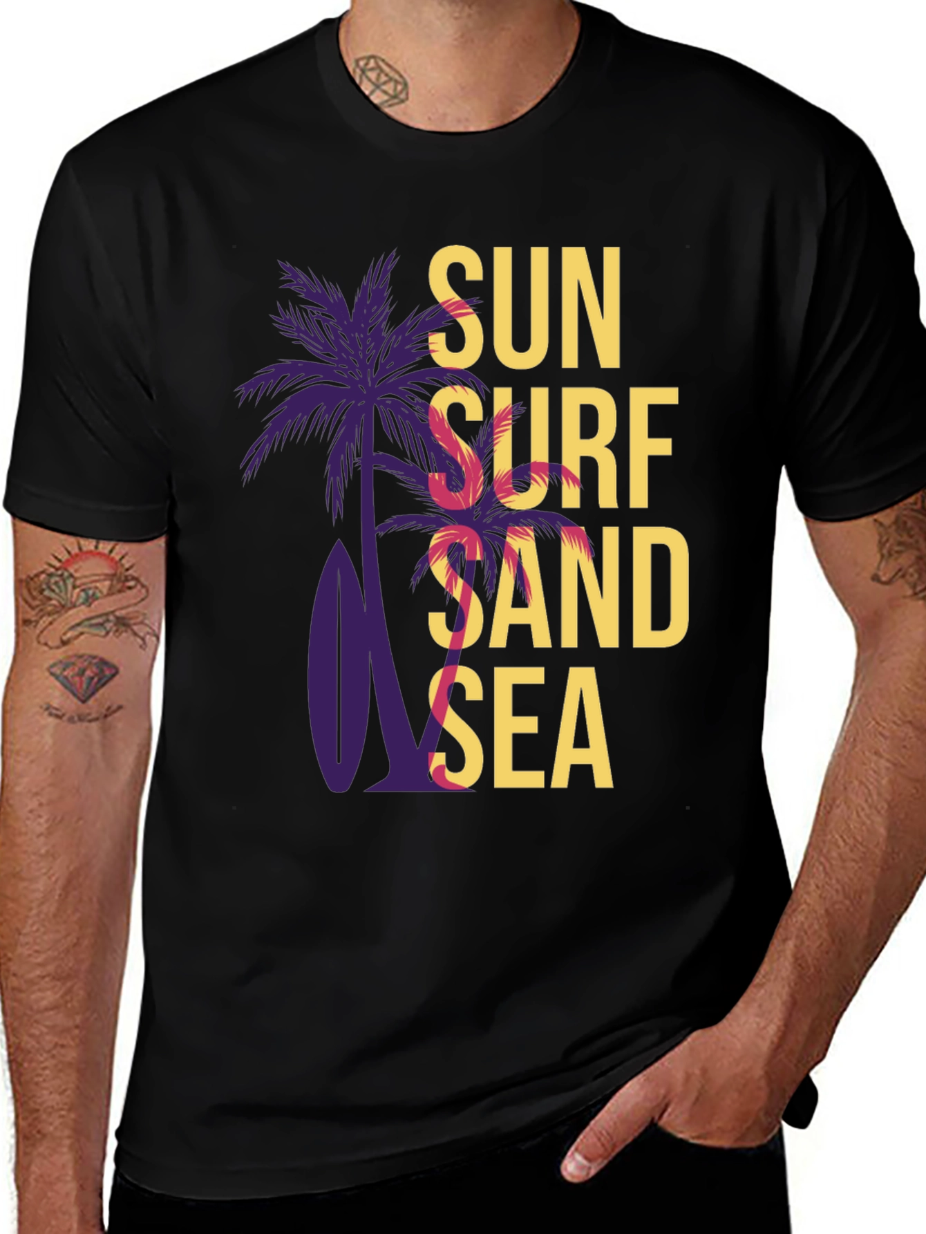 Sun Surf Sand Sea Graphic Tee - Summer Vibes