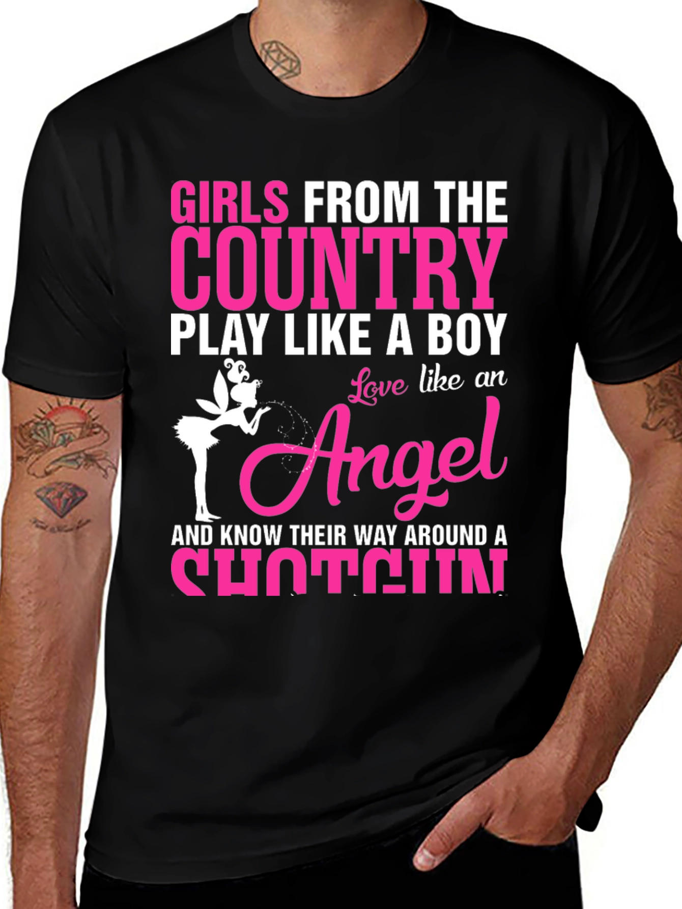 Variant 23 of Country Girls T-Shirt - Angel Shotgun Design