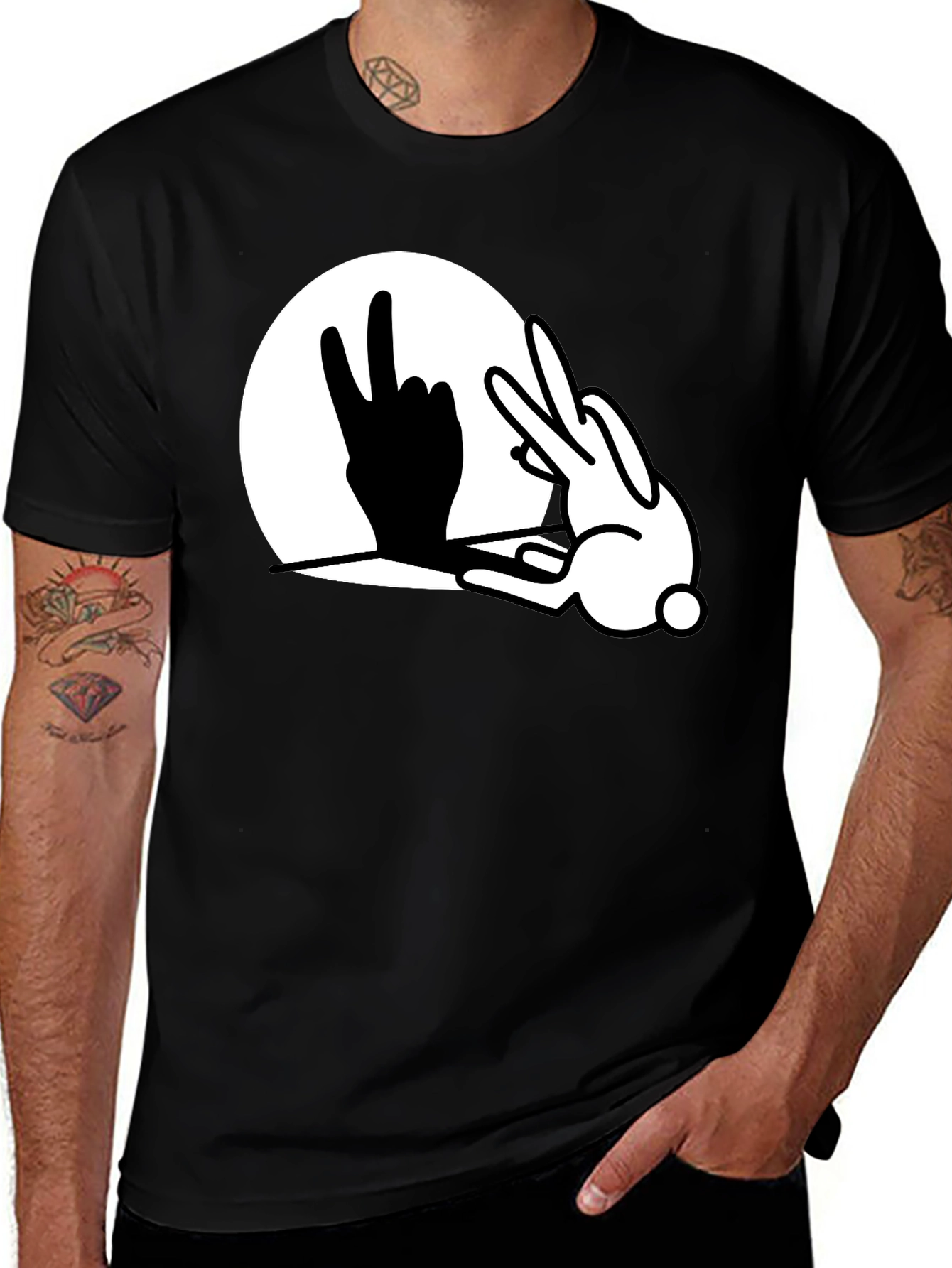 Variant 4 of Rabbit Shadow Hand T-Shirt - Funny Animal Tee