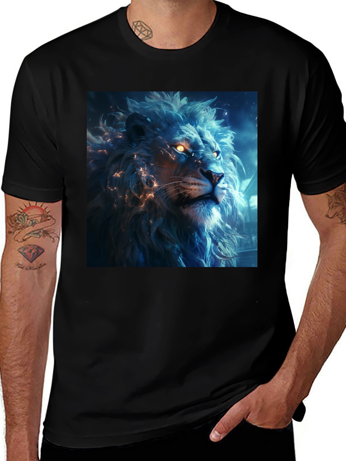 Variant 3 of Lion Graphic Black T-Shirt - Men's