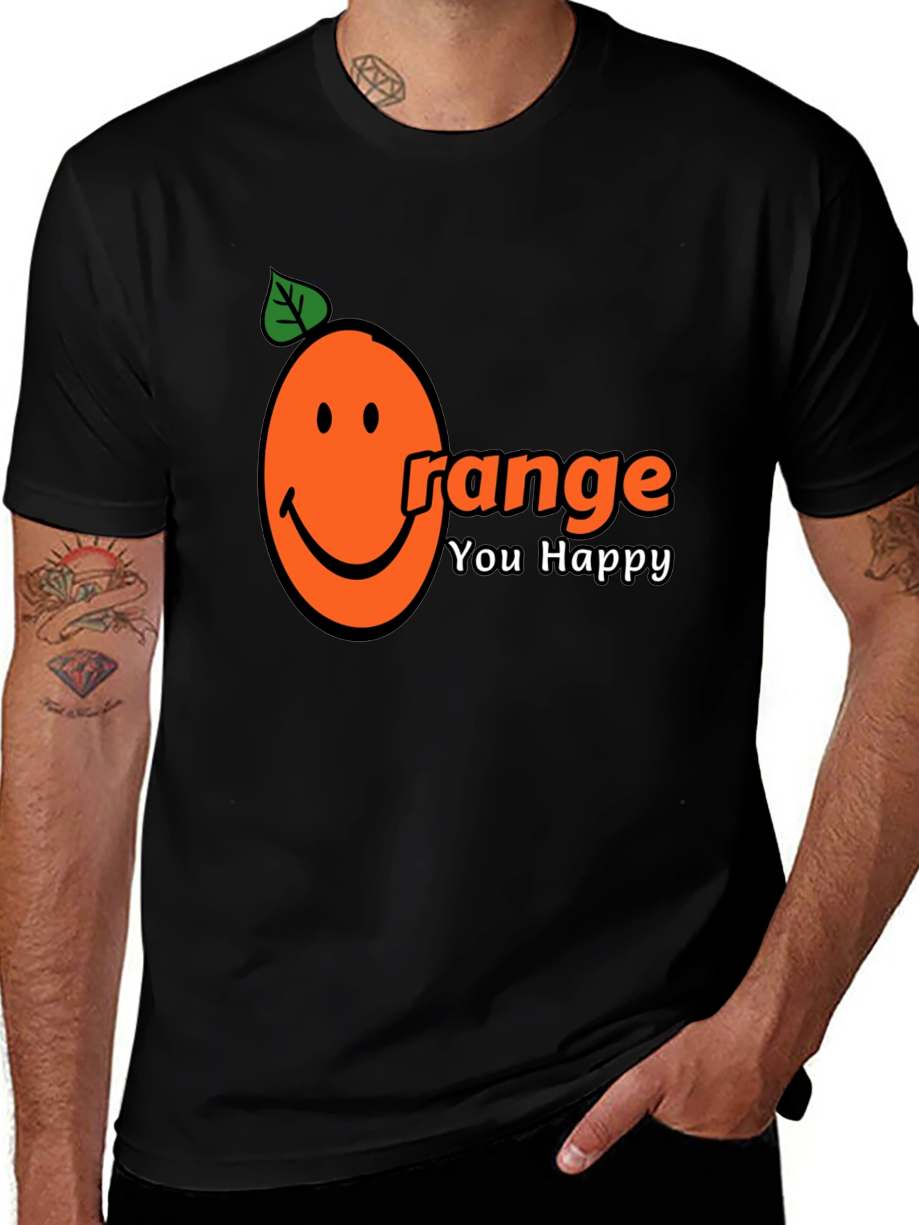 Variant 23 of Orange You Happy T-Shirt - Smiley Face Graphic Tee