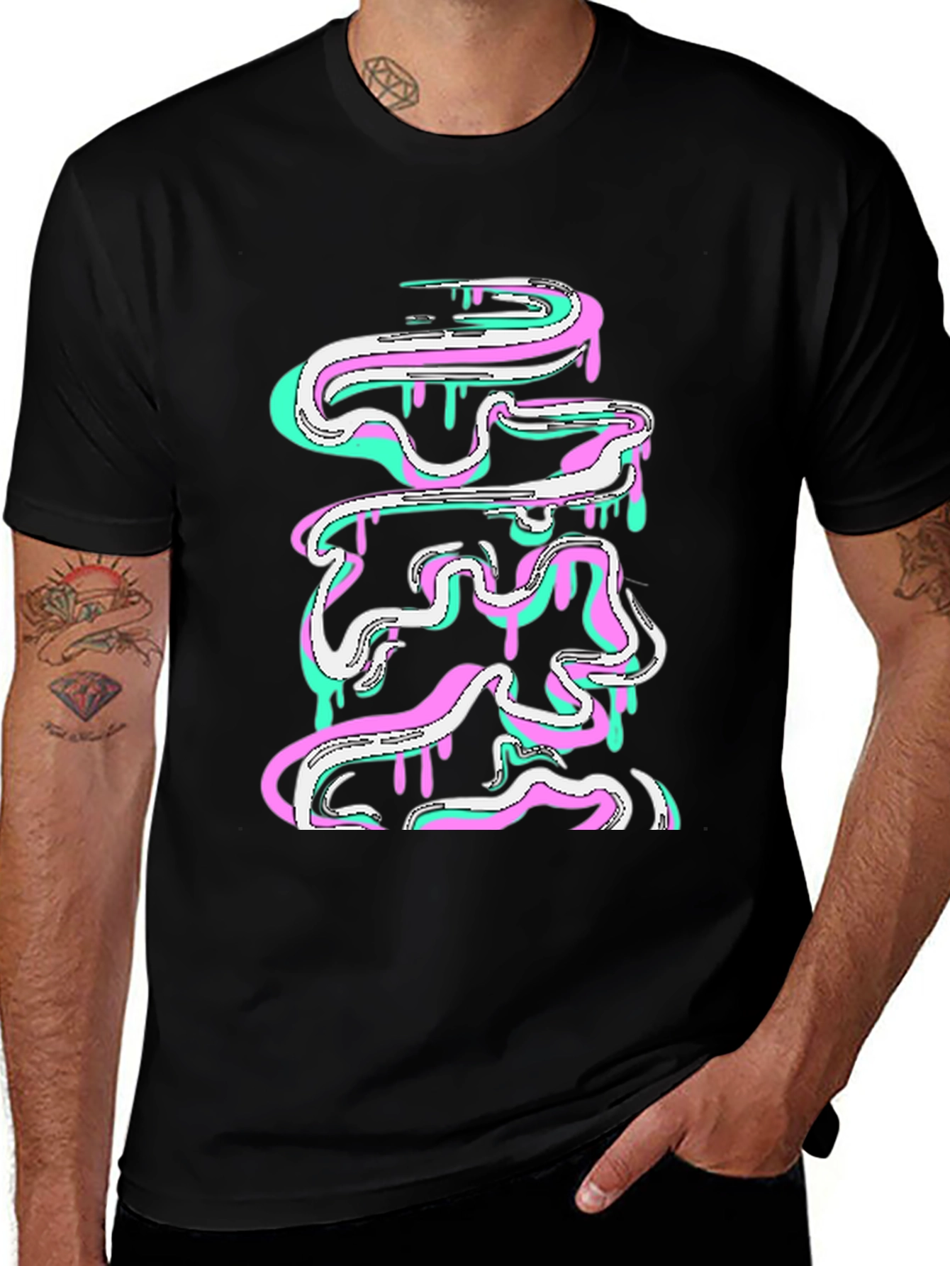 Variant 20 of Abstract Drip Design Black T-Shirt