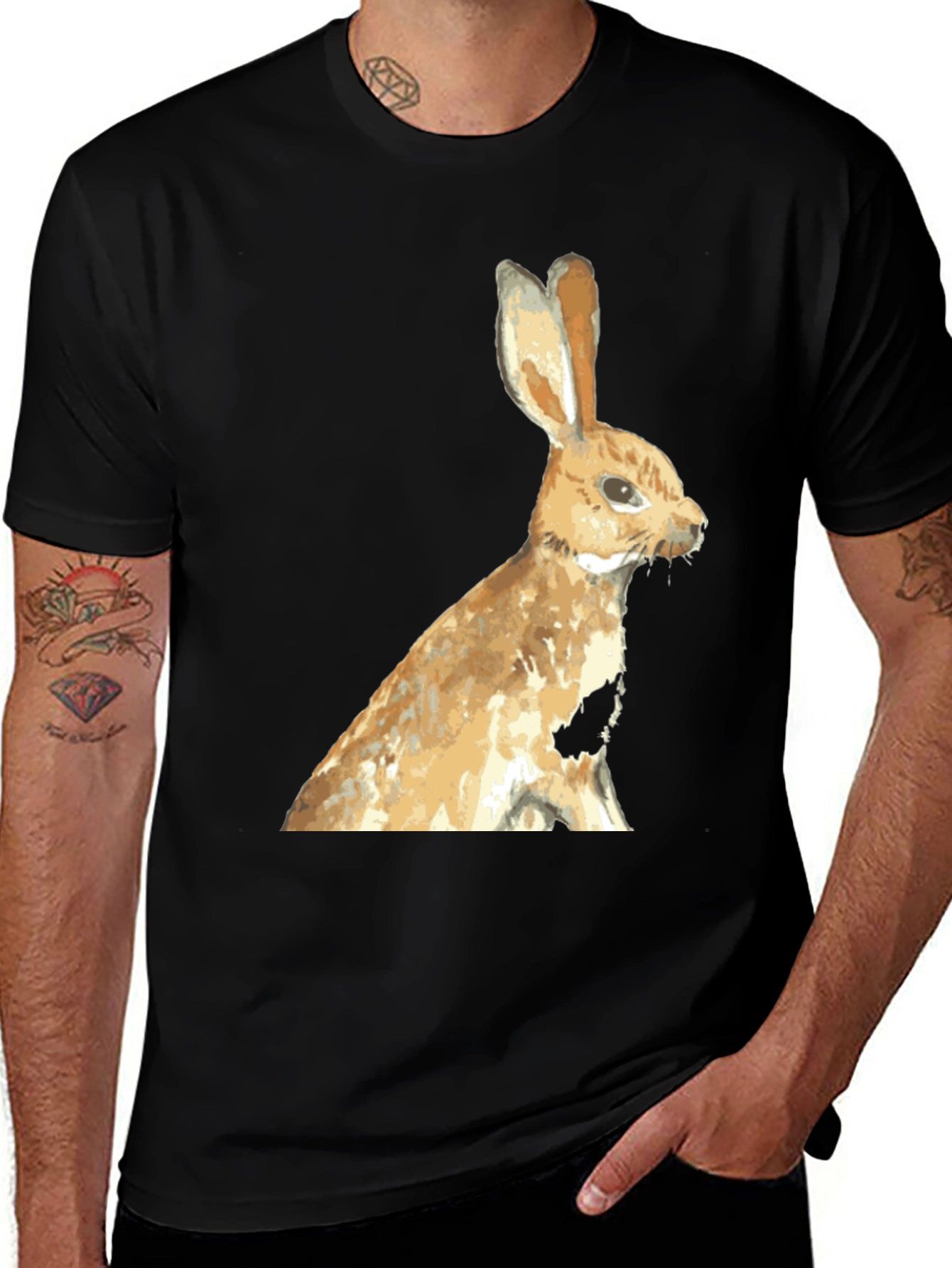 Variant 16 of Rabbit Graphic Black T-Shirt