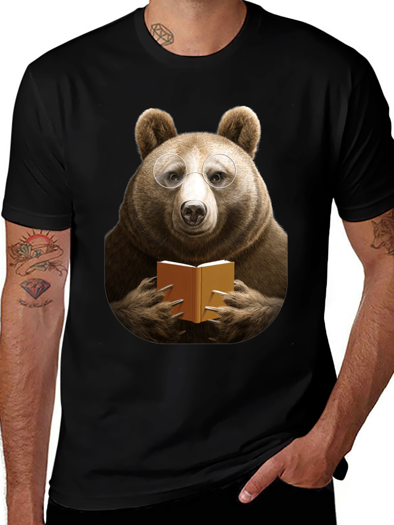Variant 20 of Bear Reader Graphic T-Shirt - Novelty Tee