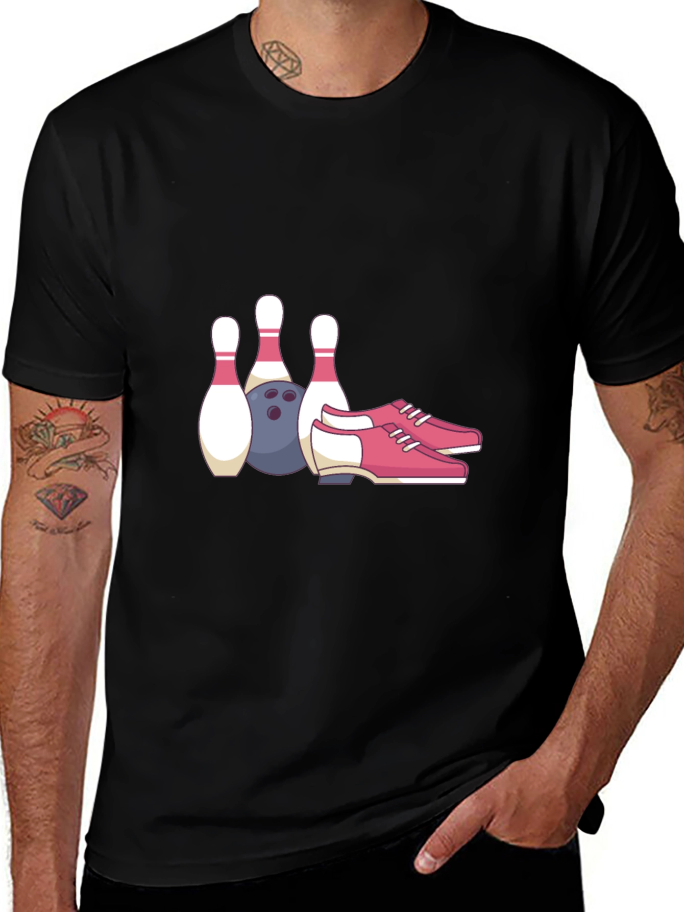 Bowling Pins, Ball & Shoes Graphic Tee