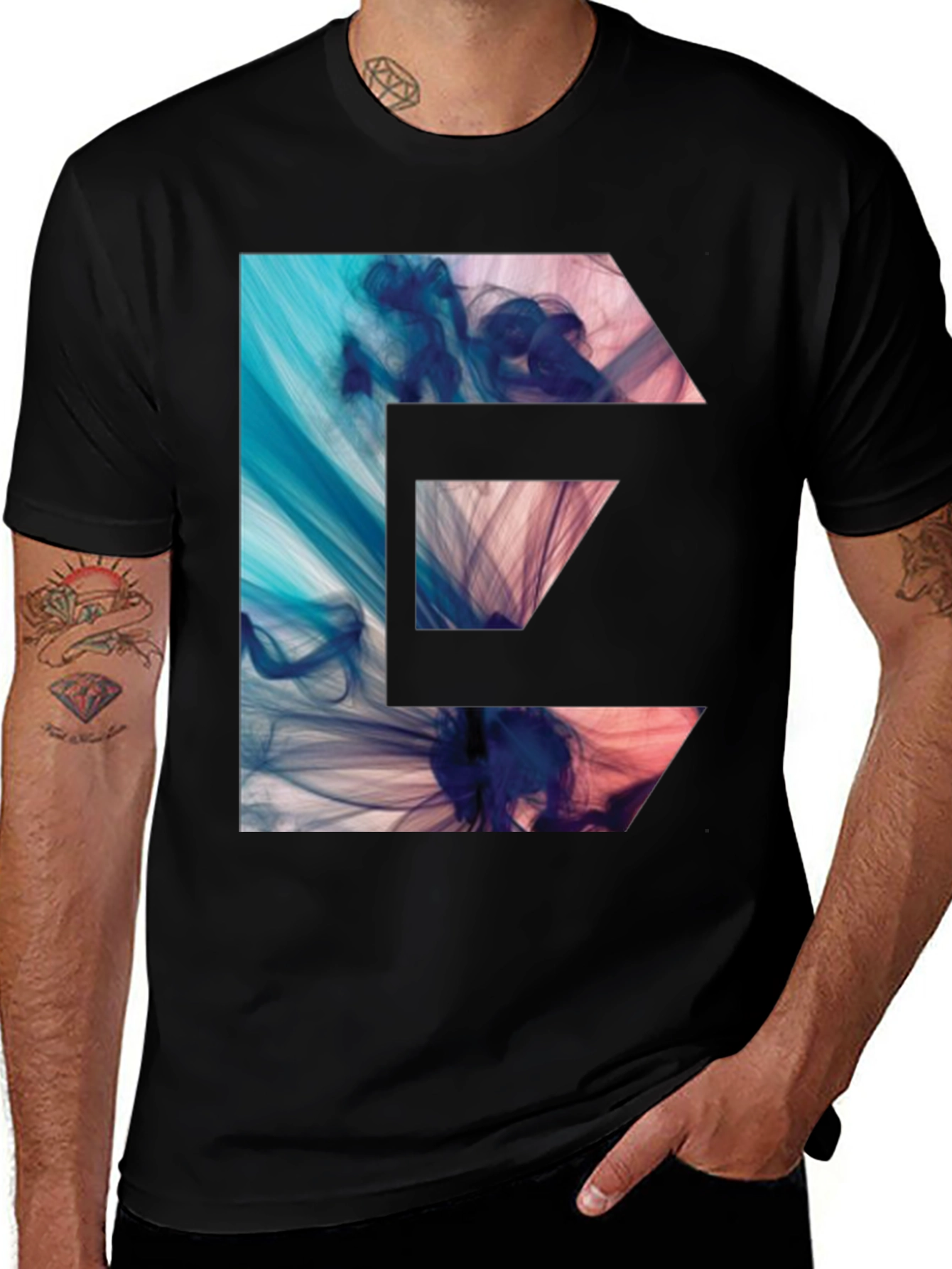 Variant 14 of Abstract E-Graphic Black T-Shirt