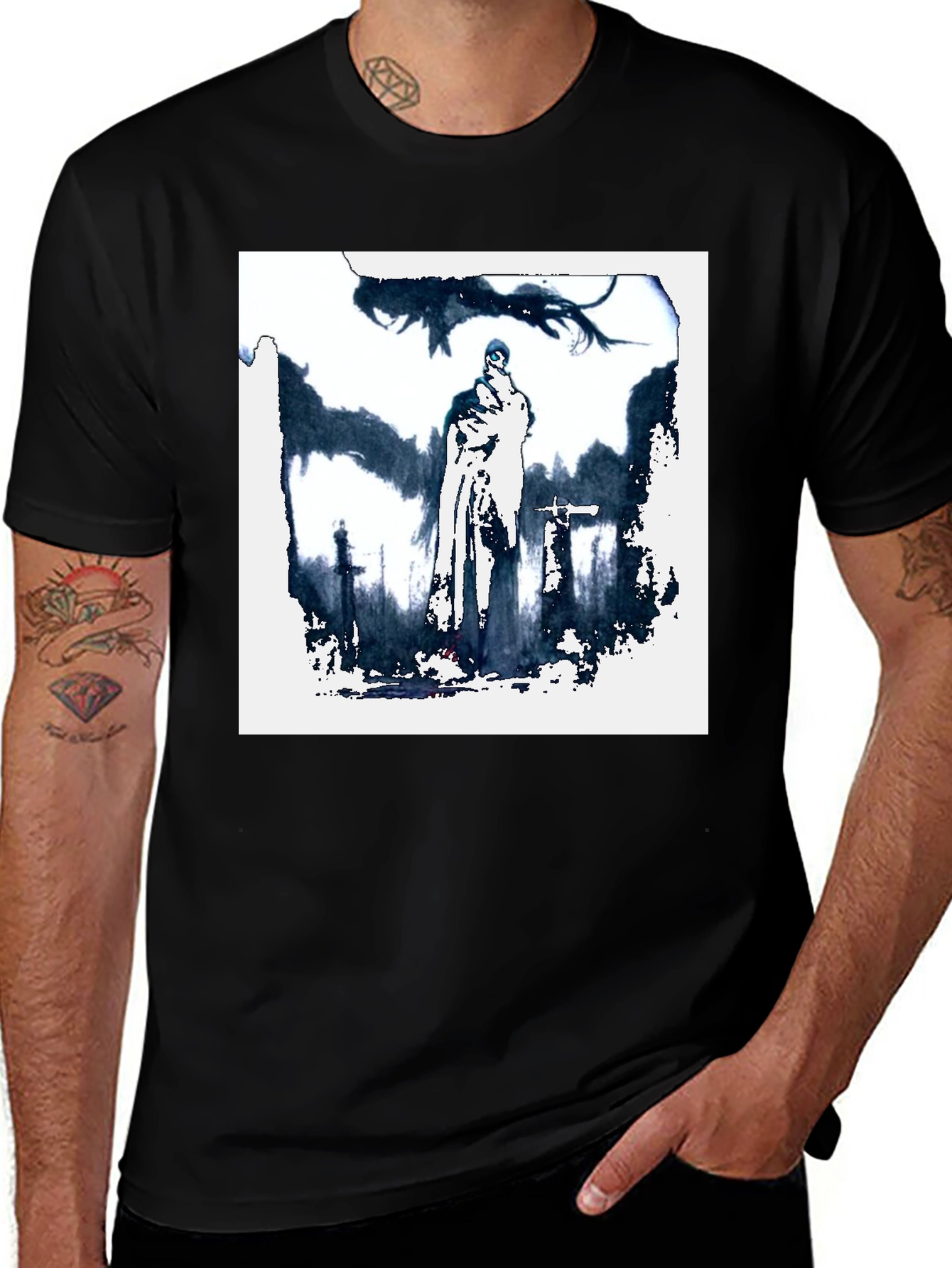 Variant 20 of Mystic Knight Graphic Tee - Black Cotton T-Shirt