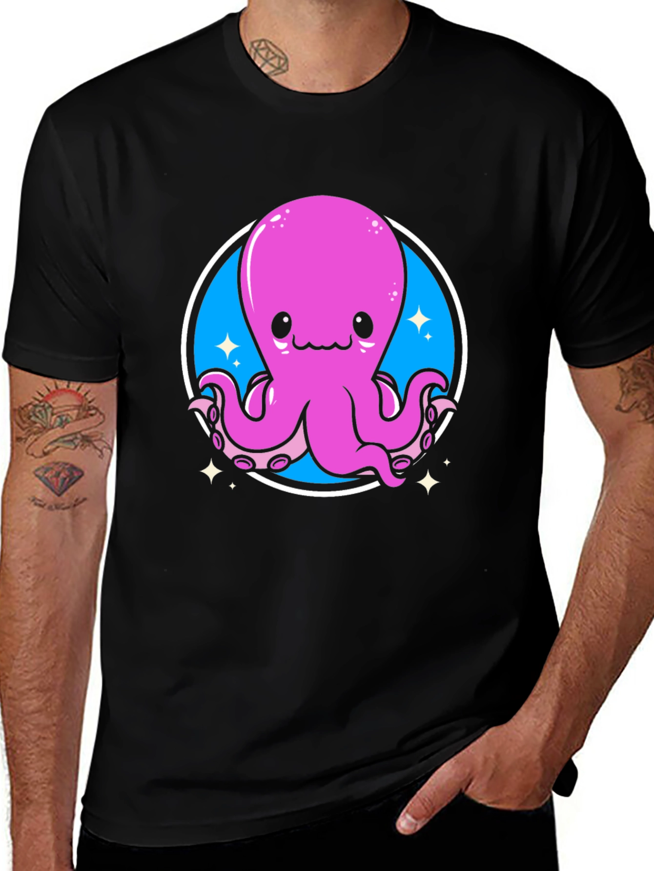 Variant 21 of Cute Octopus Graphic Tee - Black Unisex T-Shirt