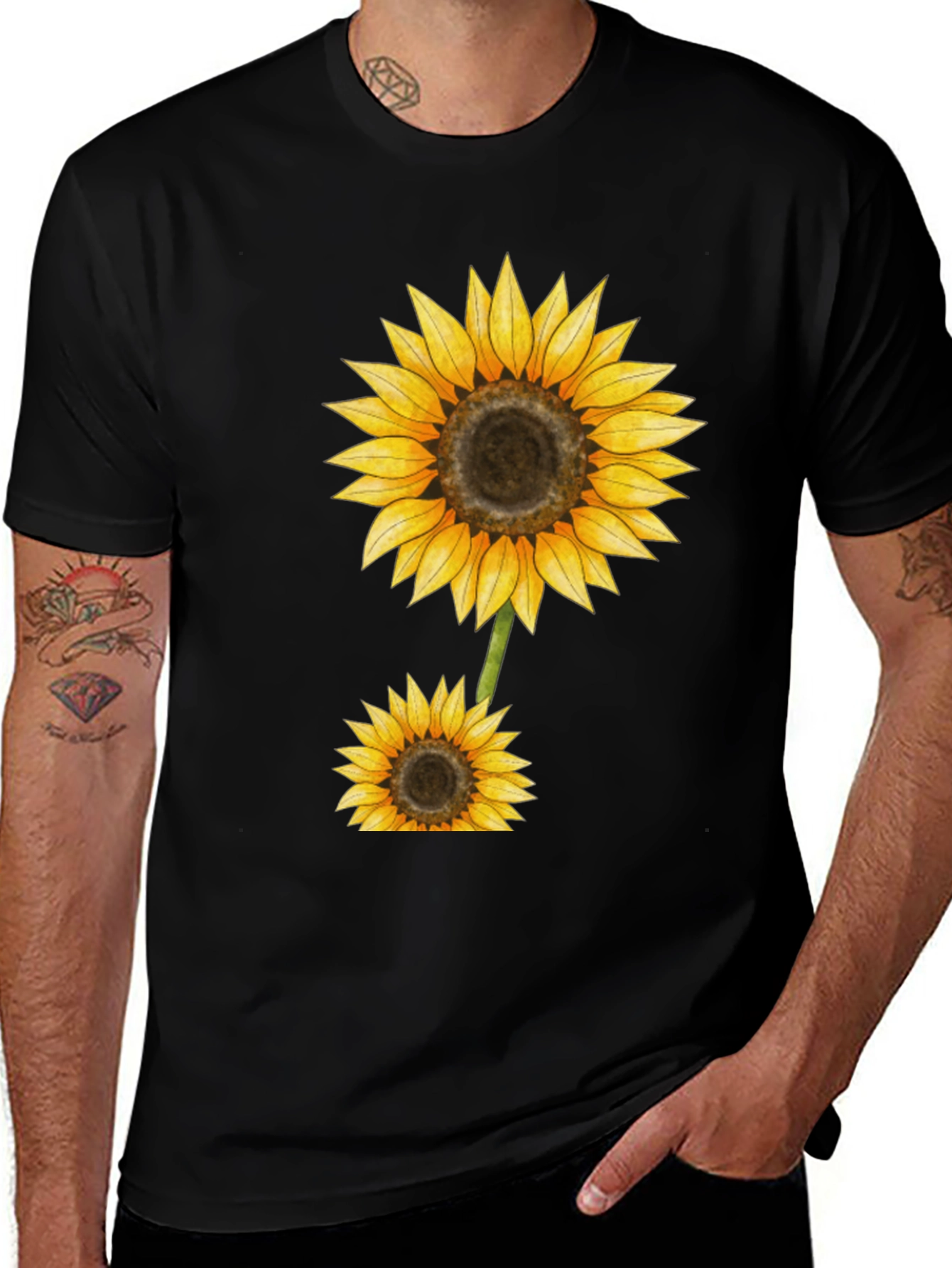 Variant 14 of Sunflower Graphic Black T-Shirt