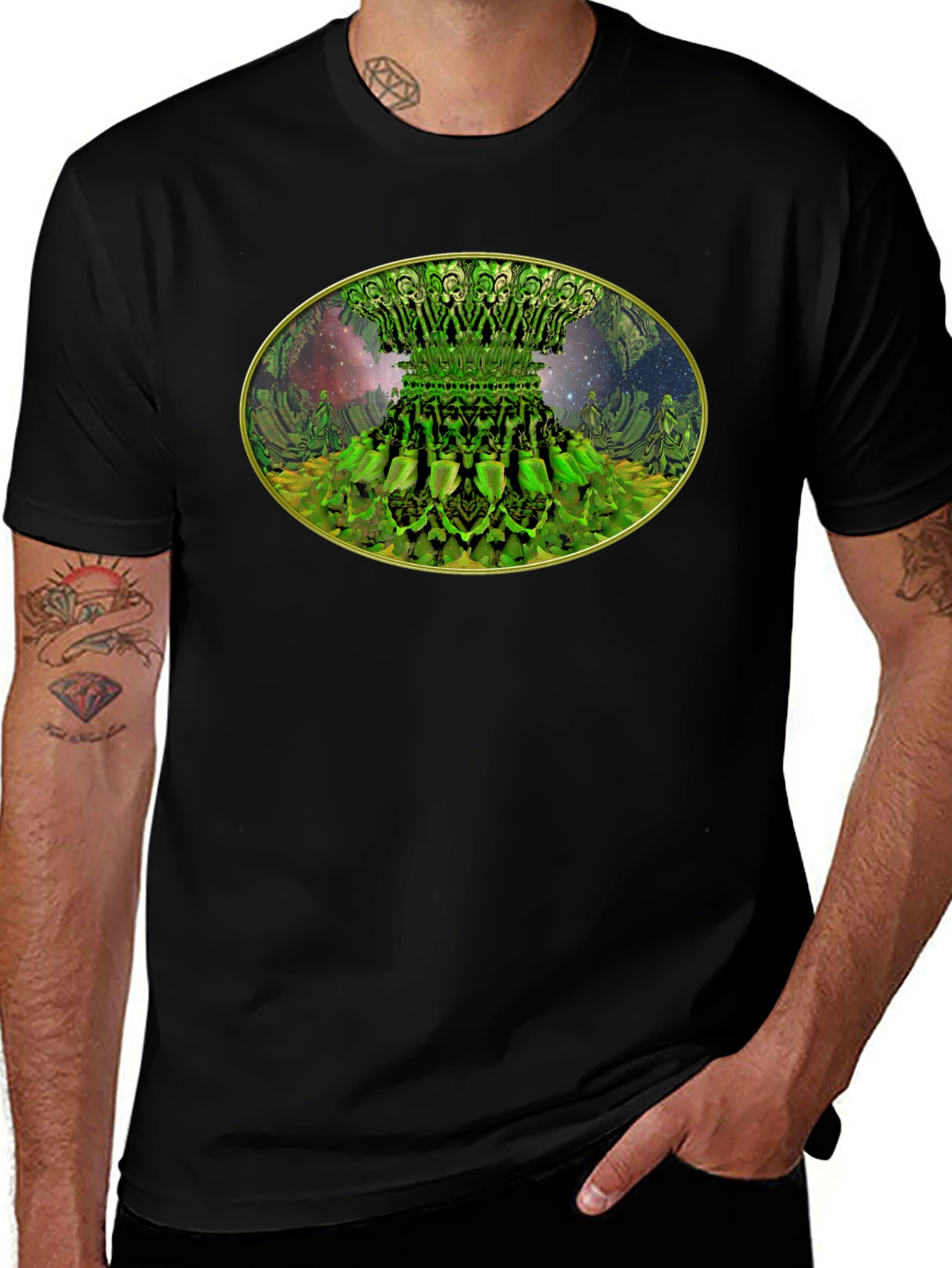 Variant 29 of Fractal Forest Tee - Unique Green Design