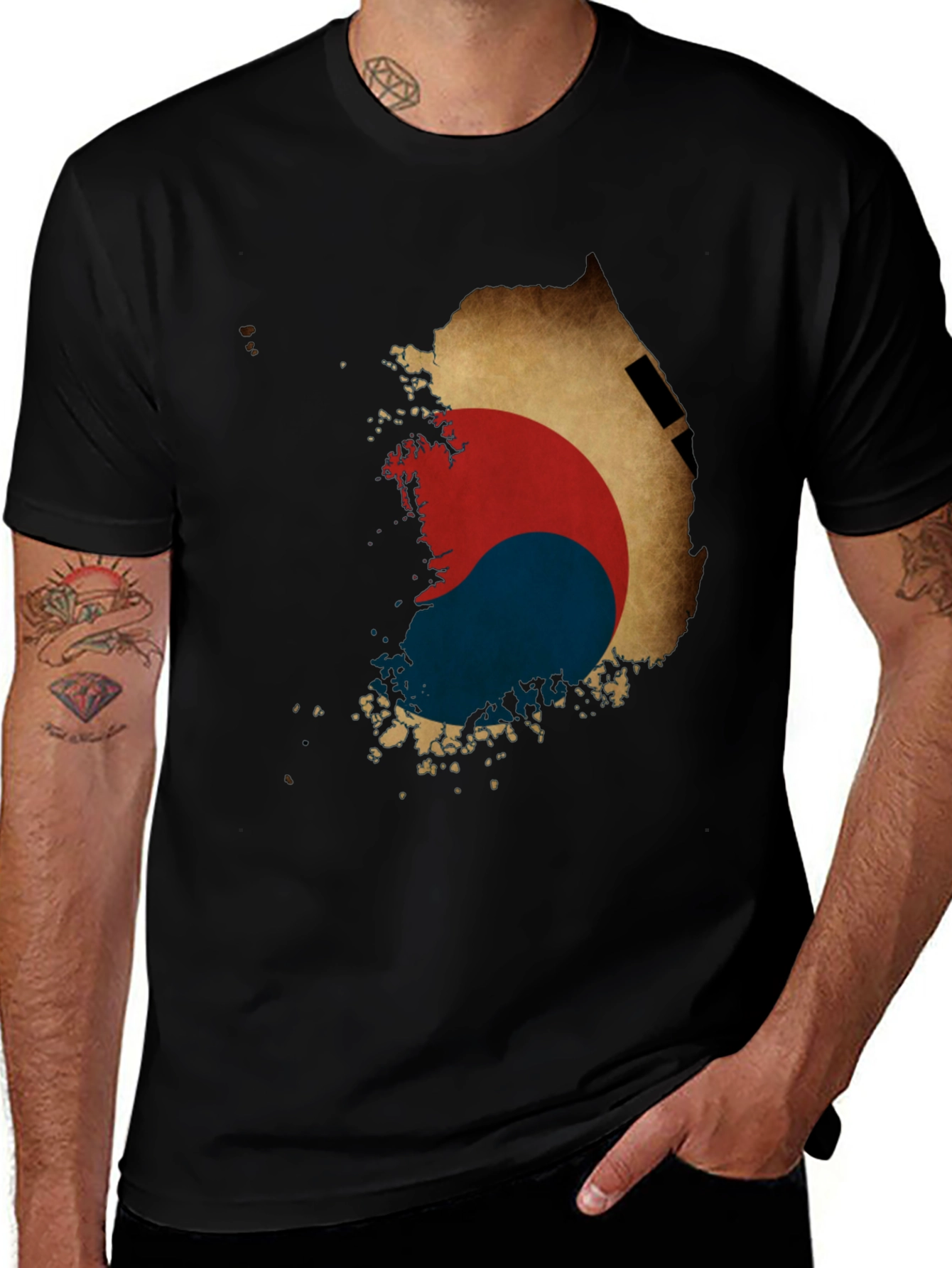 South Korea Flag Map Graphic Tee