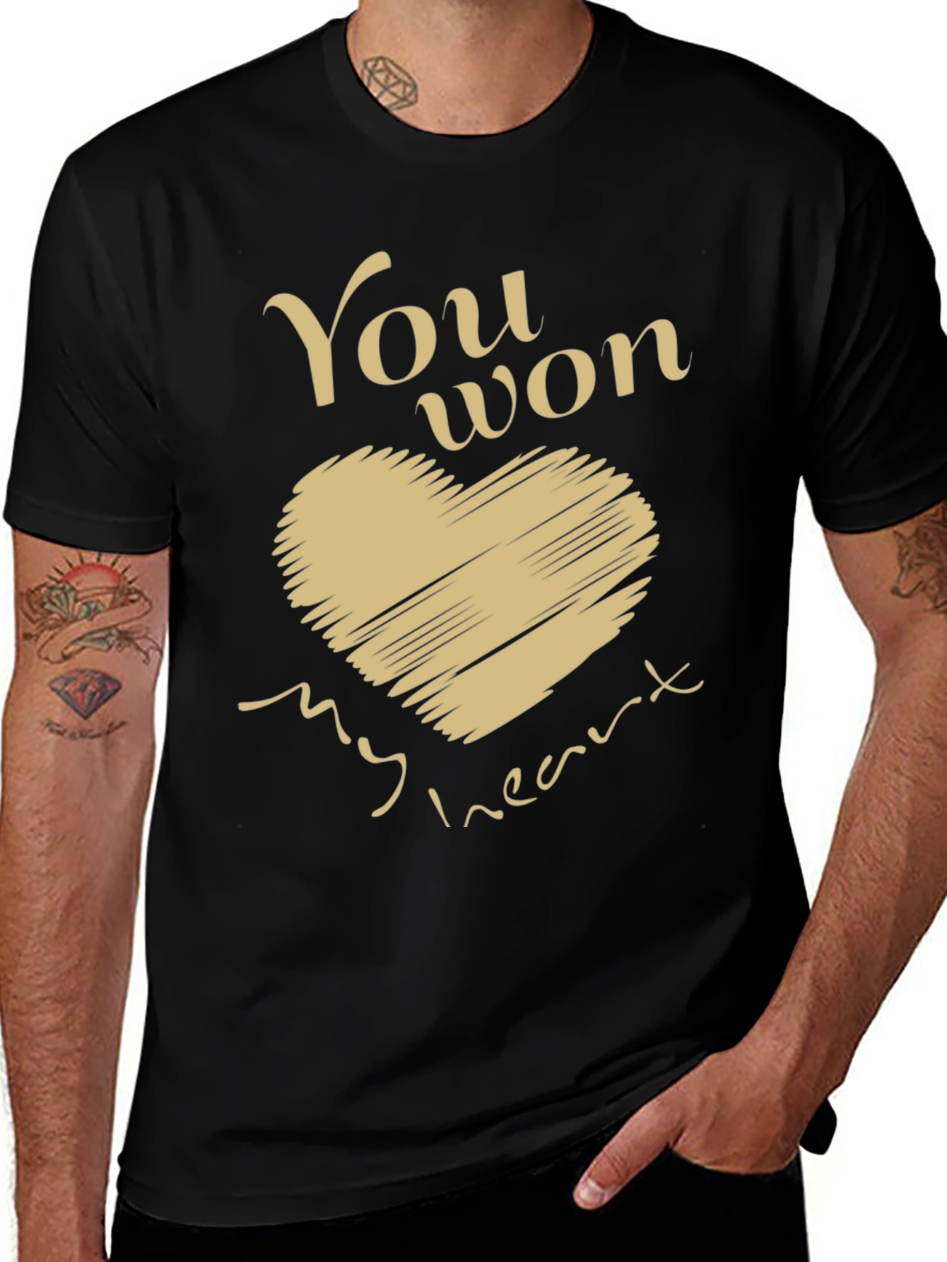 Variant 21 of You Won My Heart Graphic Tee - Men's Black T-Shirt