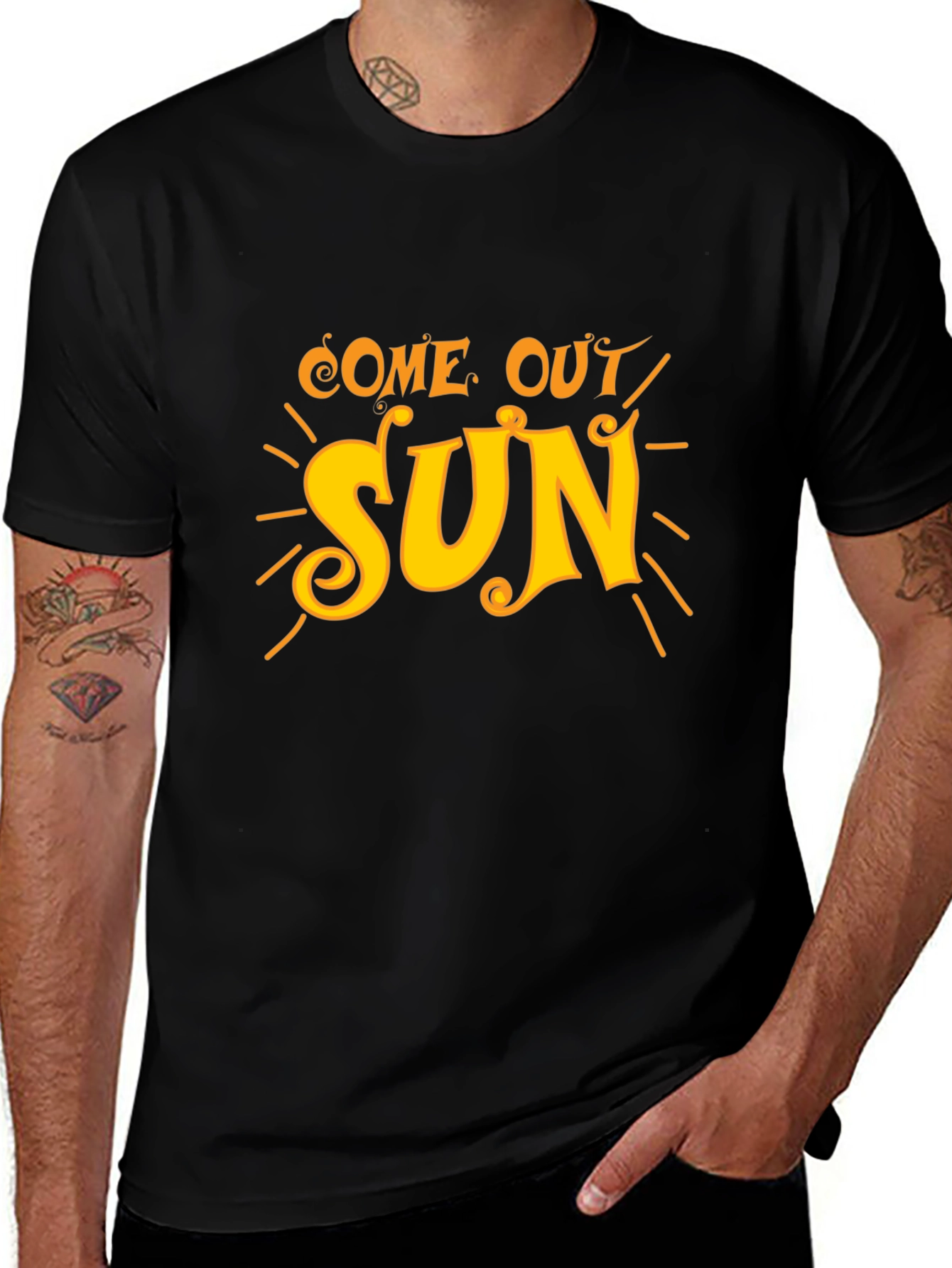 Variant 16 of Come Out Sun Graphic Tee - Retro Style Black T-Shirt